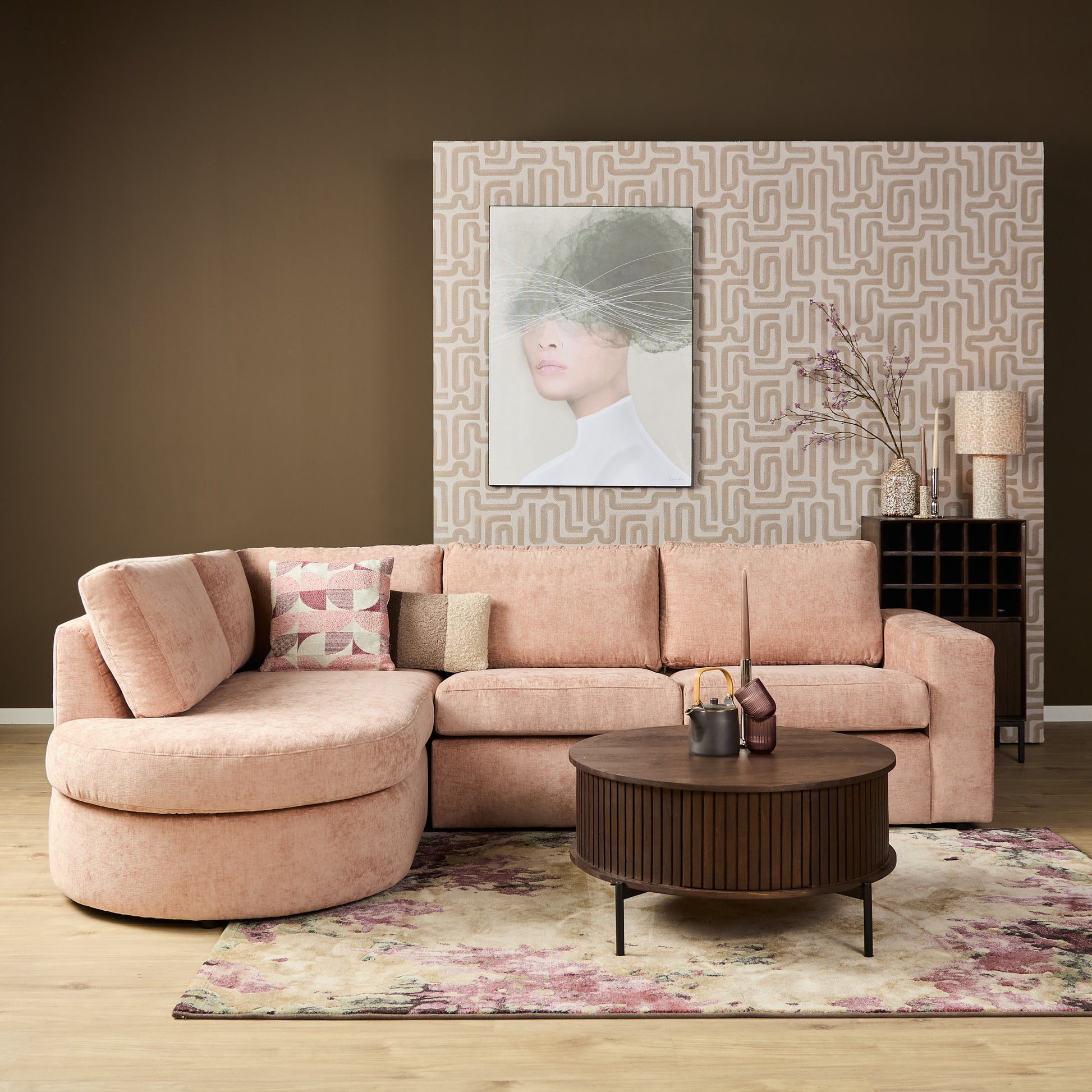 MySofa Alma Hoekbank Roze Divan Links + 2,5 zits