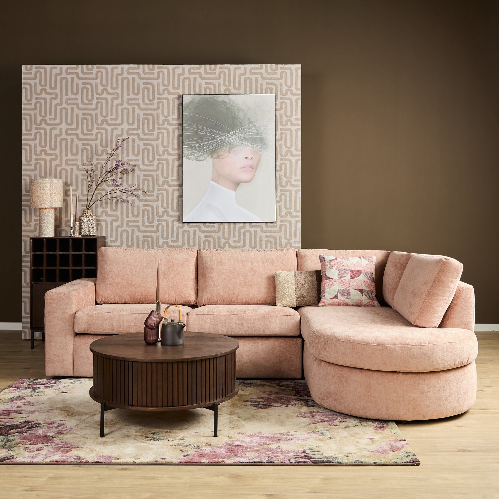 MySofa Alma Hoekbank Roze 2,5 zits + Divan Rechts