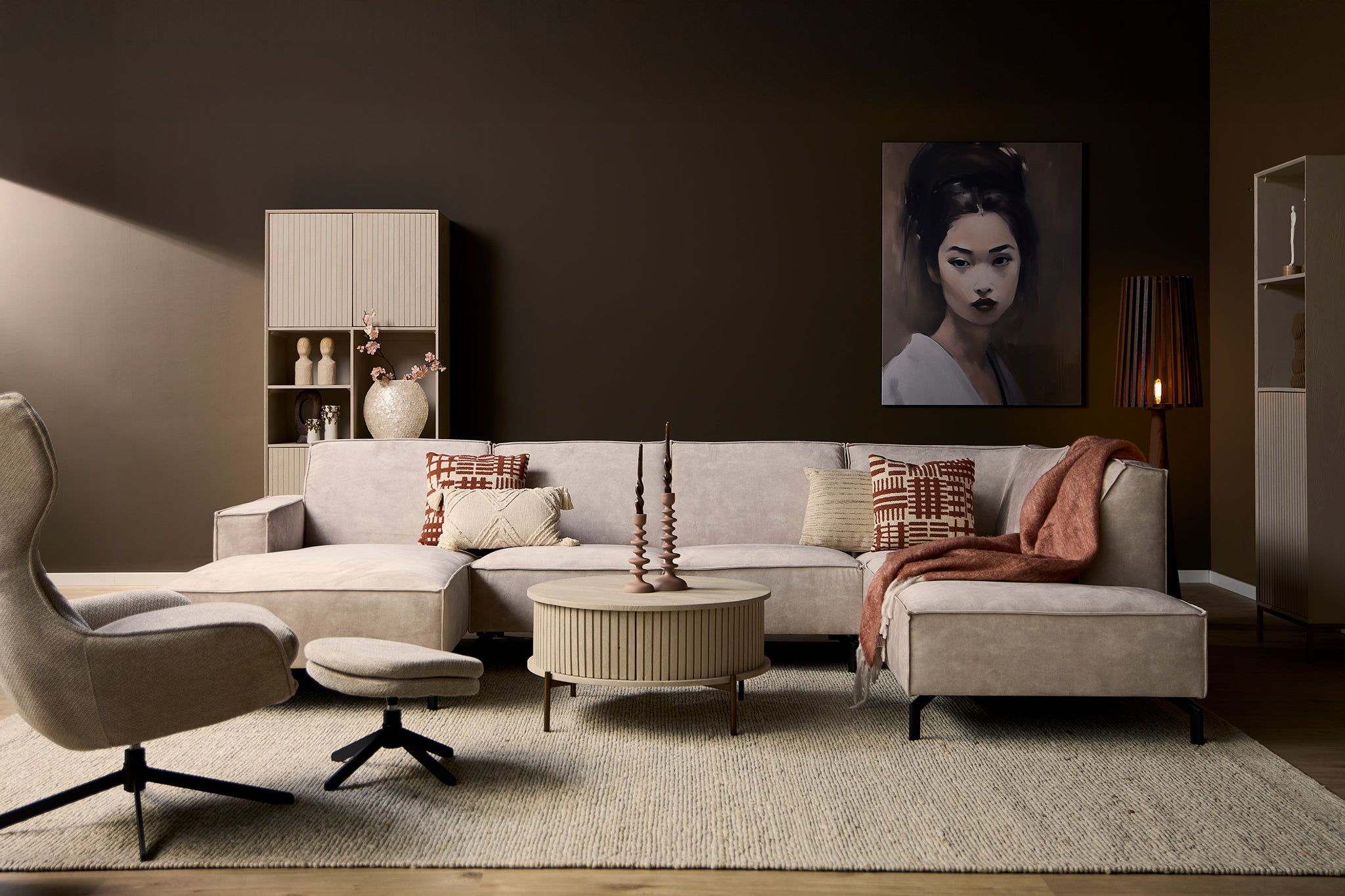 MySofa Floris U-Bank Velvet Beige��