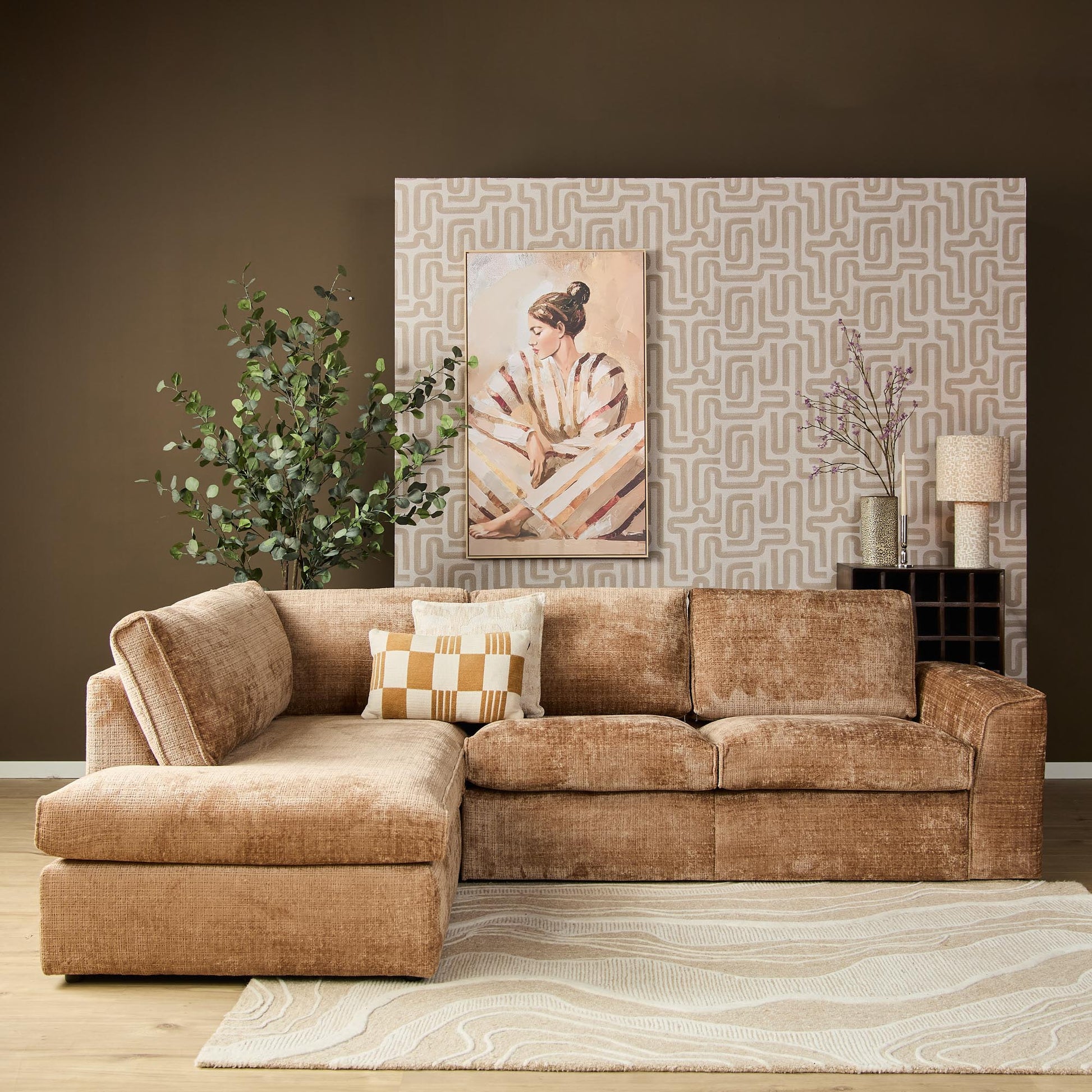 MySofa Teddy hoekbank cinnamon sfeerbeeld