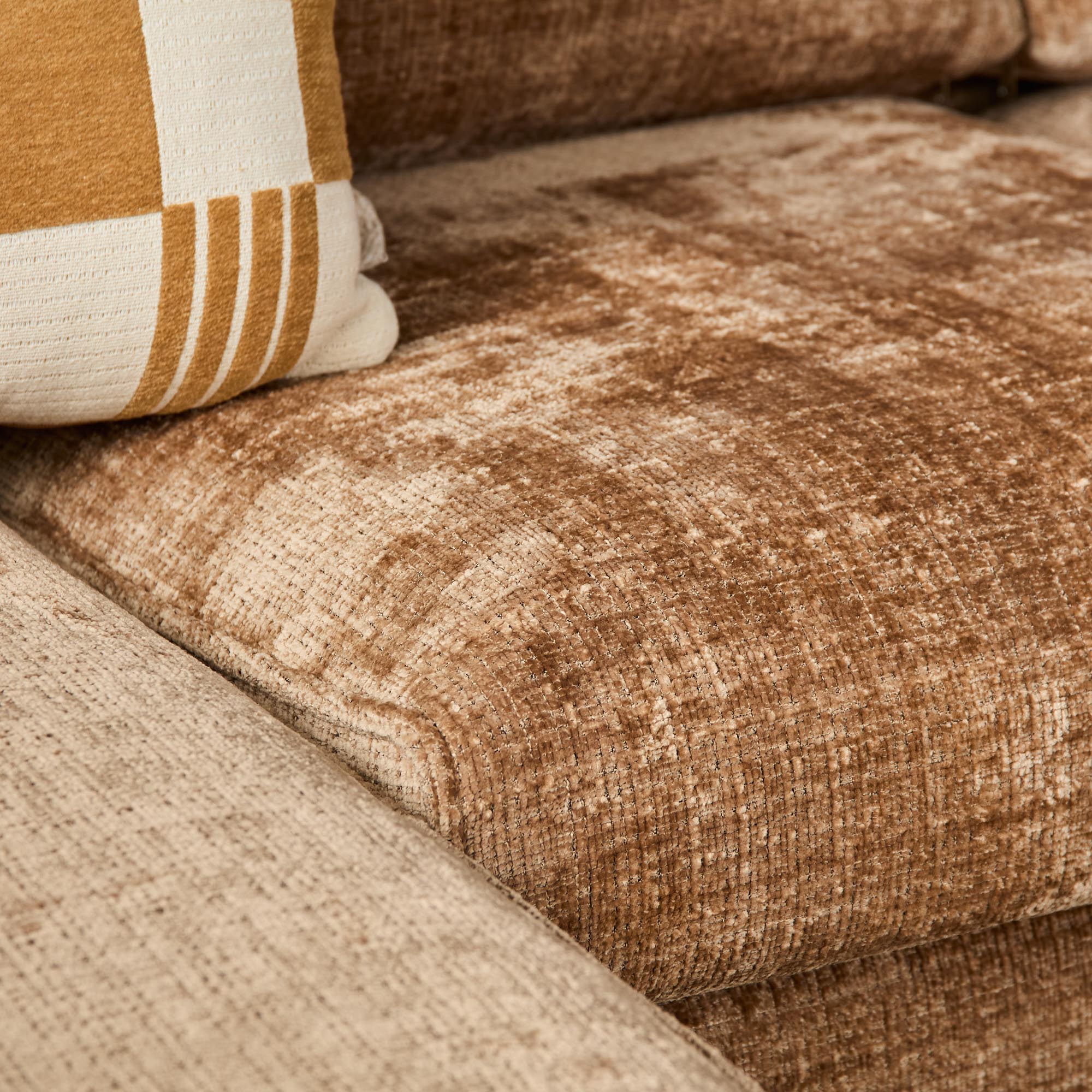 MySofa Teddy hoekbank cinnamon detail teddystof