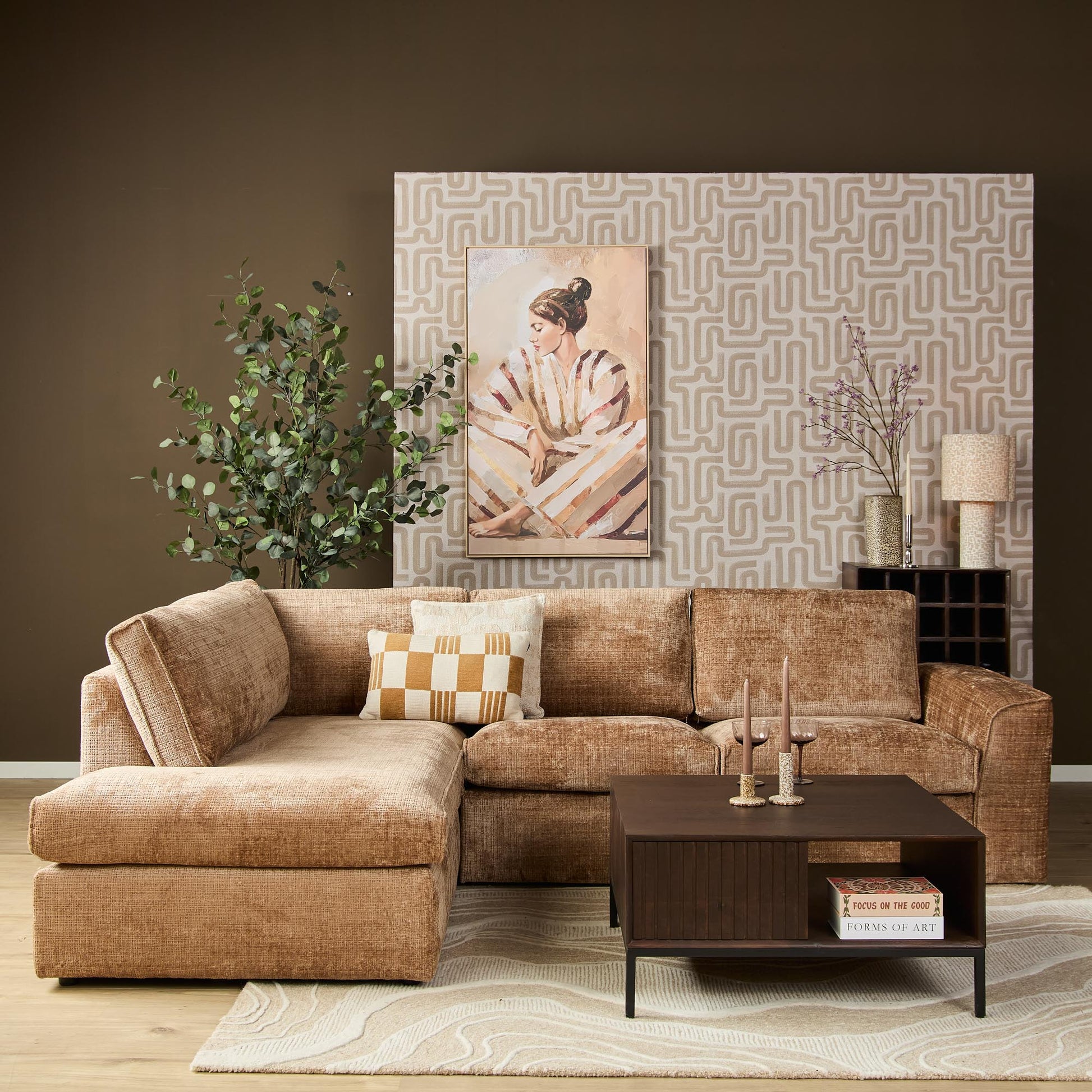 MySofa Teddy Hoekbank Cinnamon Divan Links + 2,5 zits