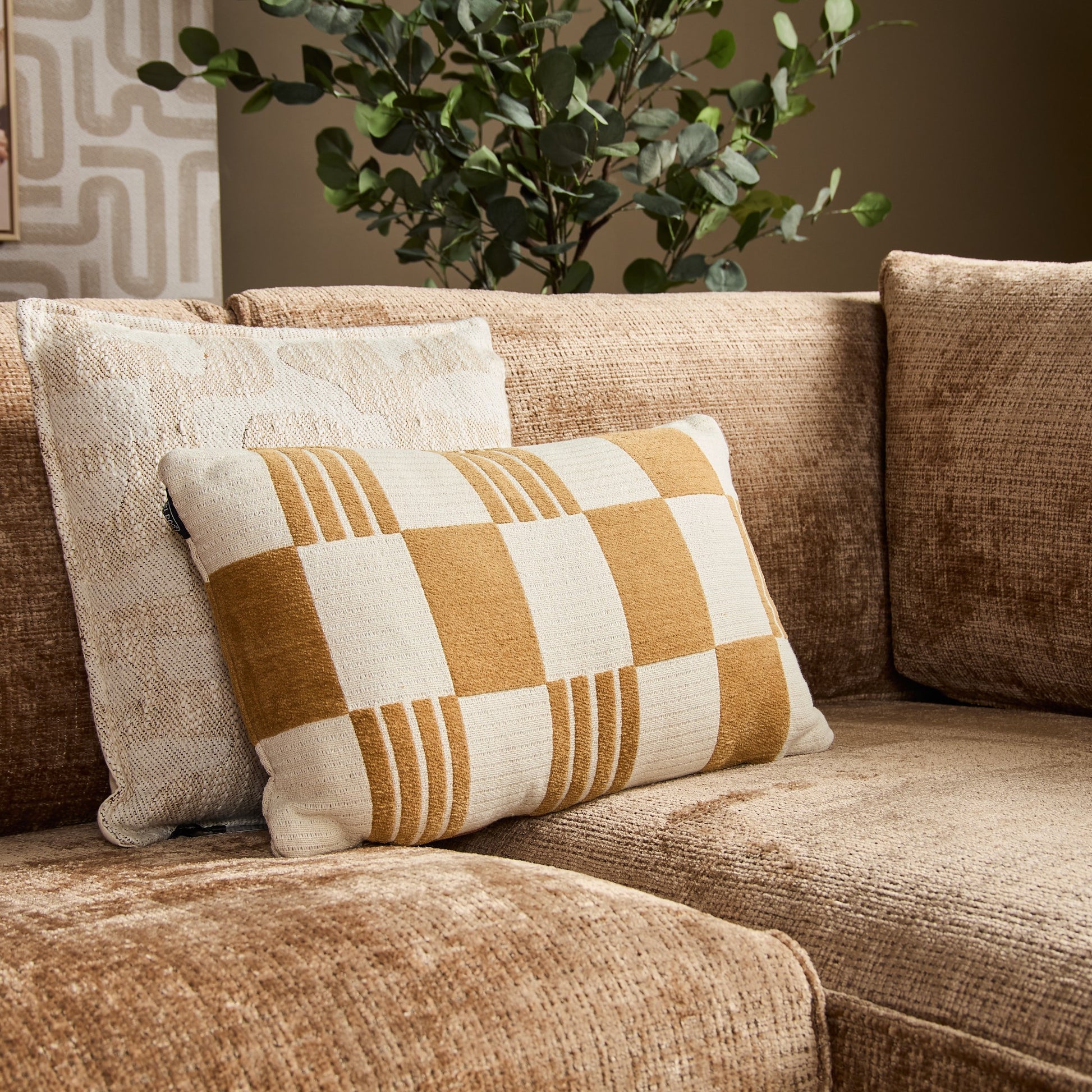 MySofa Teddy hoekbank cinnamon detail stoffering
