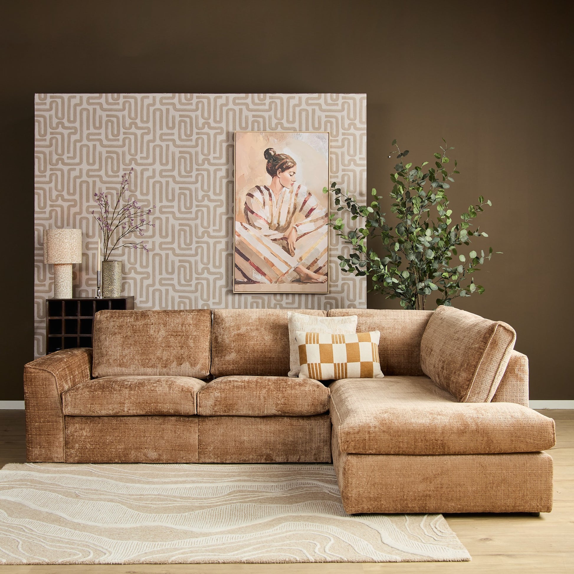 MySofa Teddy Hoekbank Cinnamon 2,5 zits + Divan Rechts