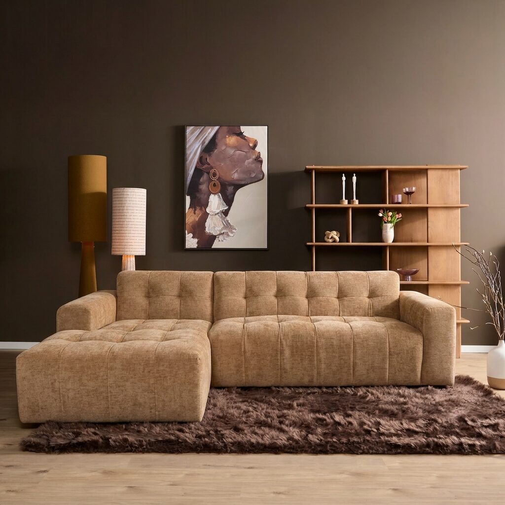 MySofa Ruby hoekbank camel sfeerbeeld woonkamer