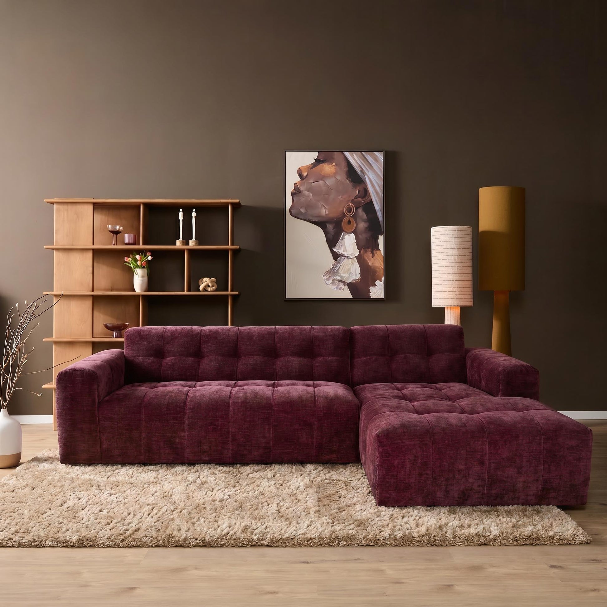 MySofa Ruby hoekbank paars sfeerbeeld woonkamer