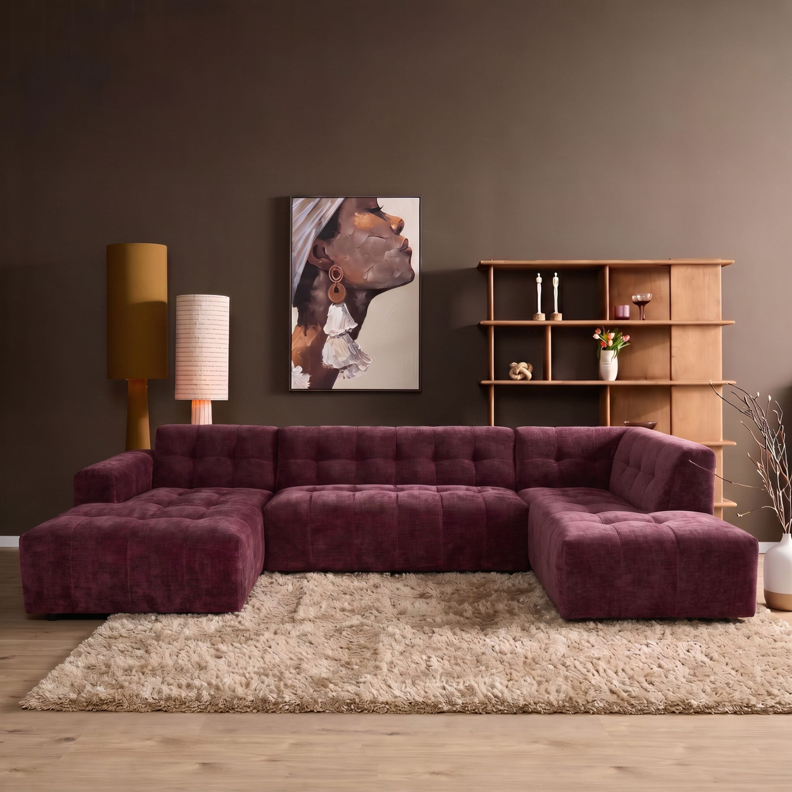MySofa Ruby U-bank Paars Lounge L + 2,5 + Ottomane R