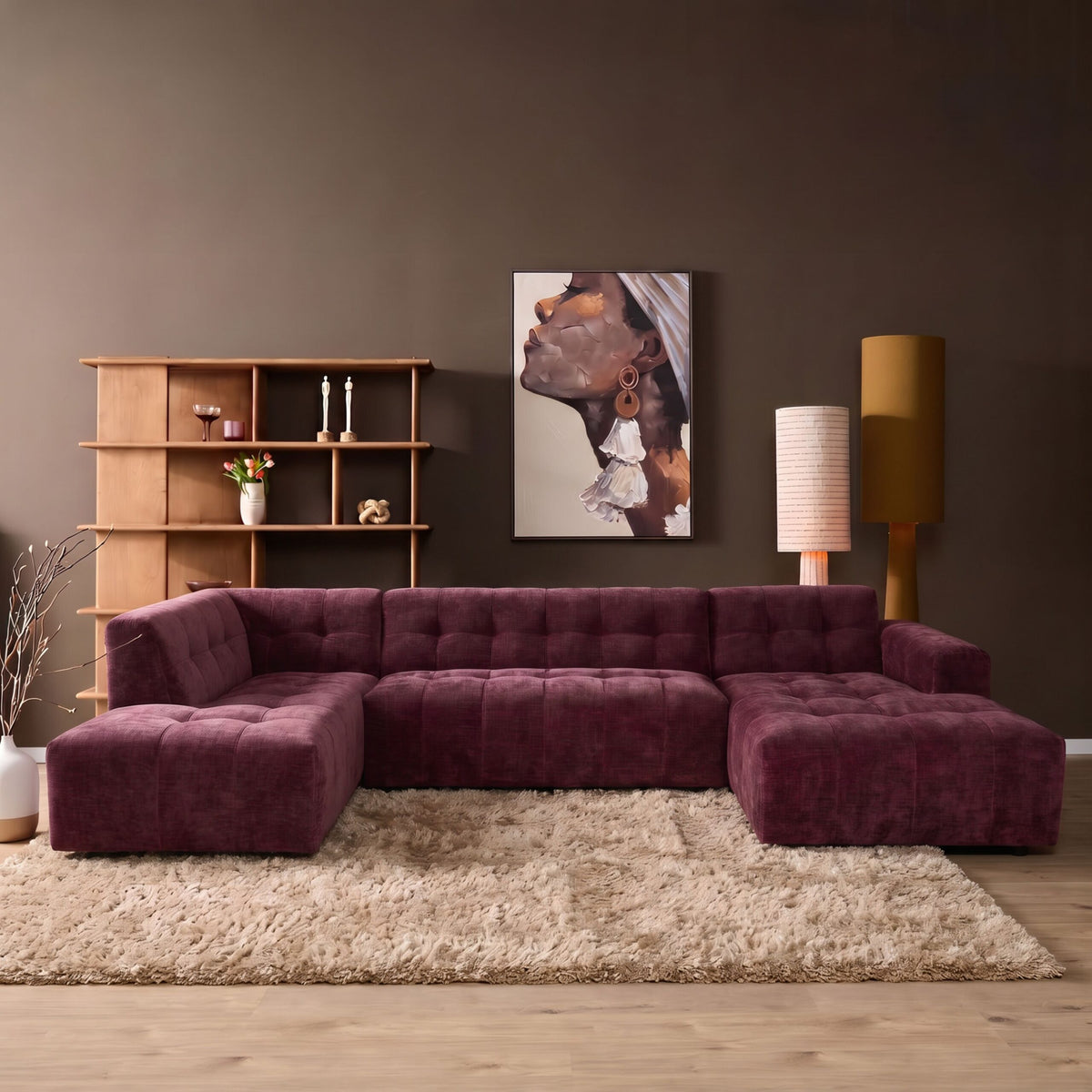 MySofa Ruby U-bank Beige Lounge L + 2,5 + Ottomane R