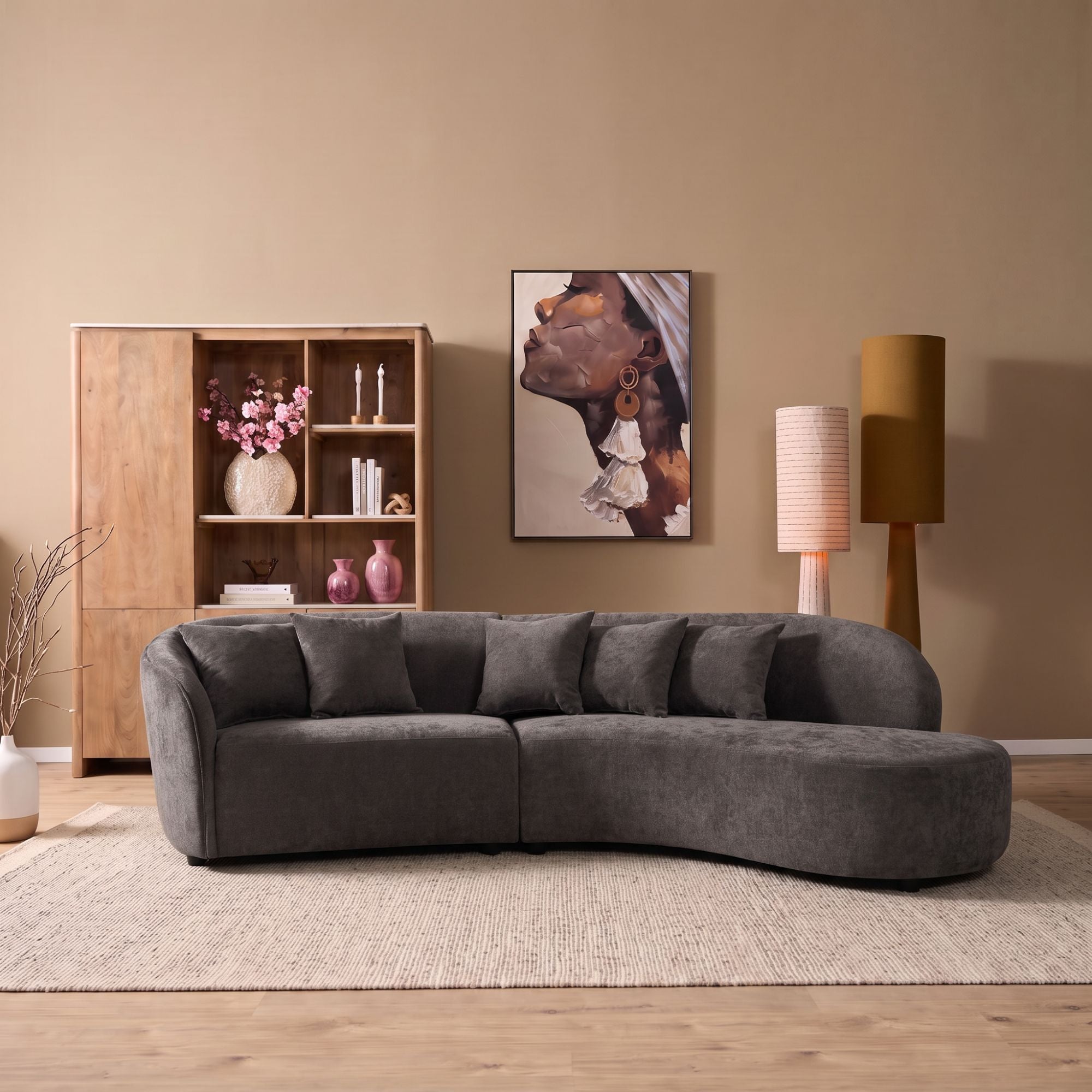 MySofa Novi Hoekbank Grijs 3-zits + Lounge Rechts 282 cm
