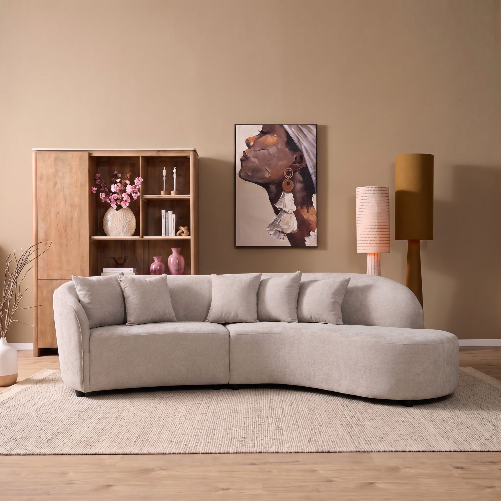 MySofa Novi Hoekbank Licht Grijs 3-zits + Lounge Rechts 282 cm