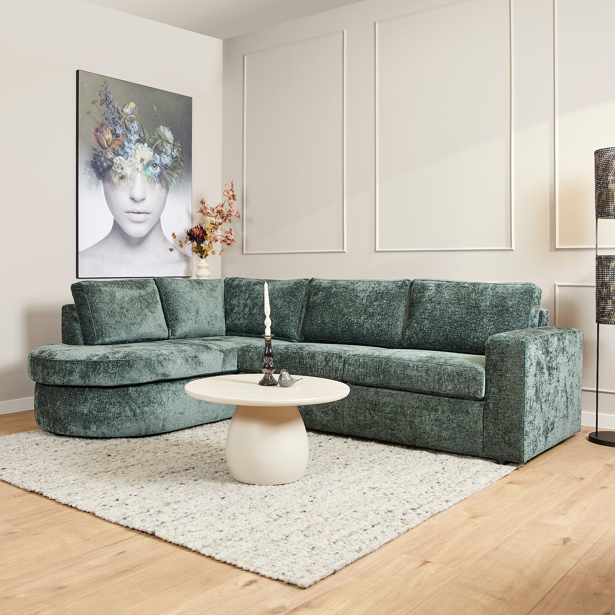 MySofa Alma Hoekbank Groen Divan Links + 2,5 zits