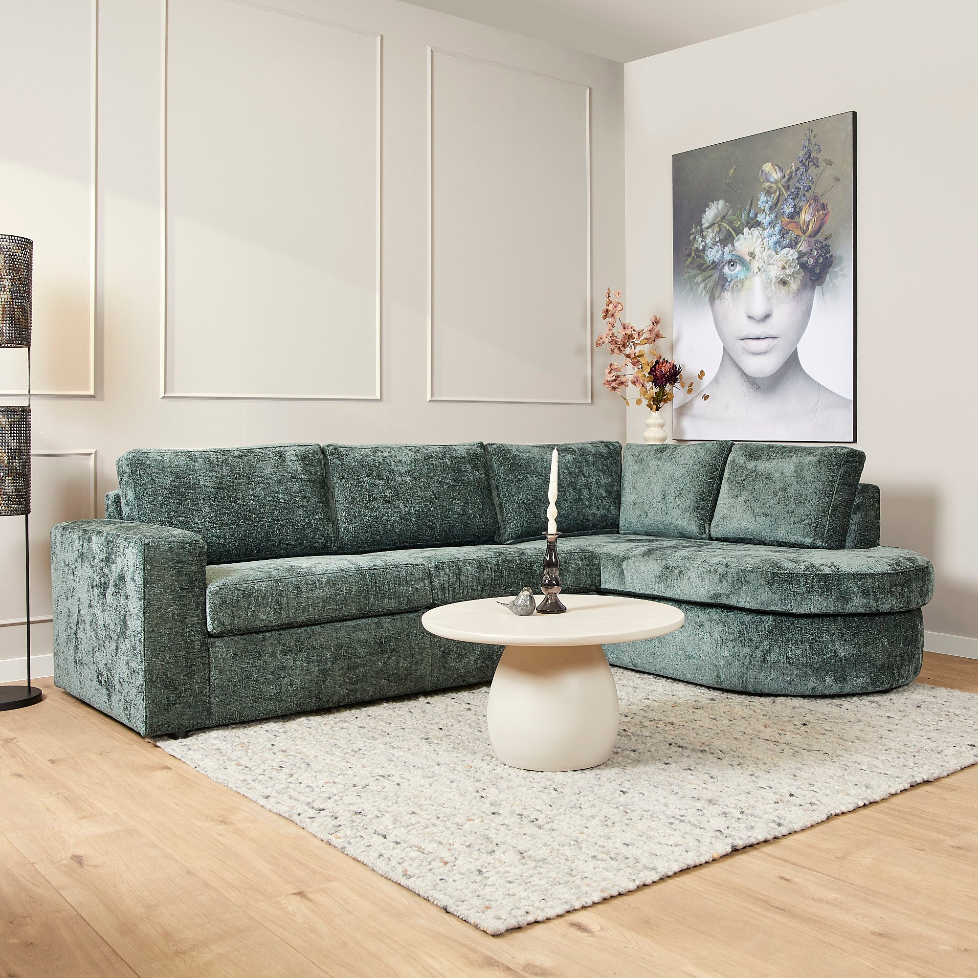 MySofa Alma Hoekbank Groen 2,5 zits + Divan Rechts