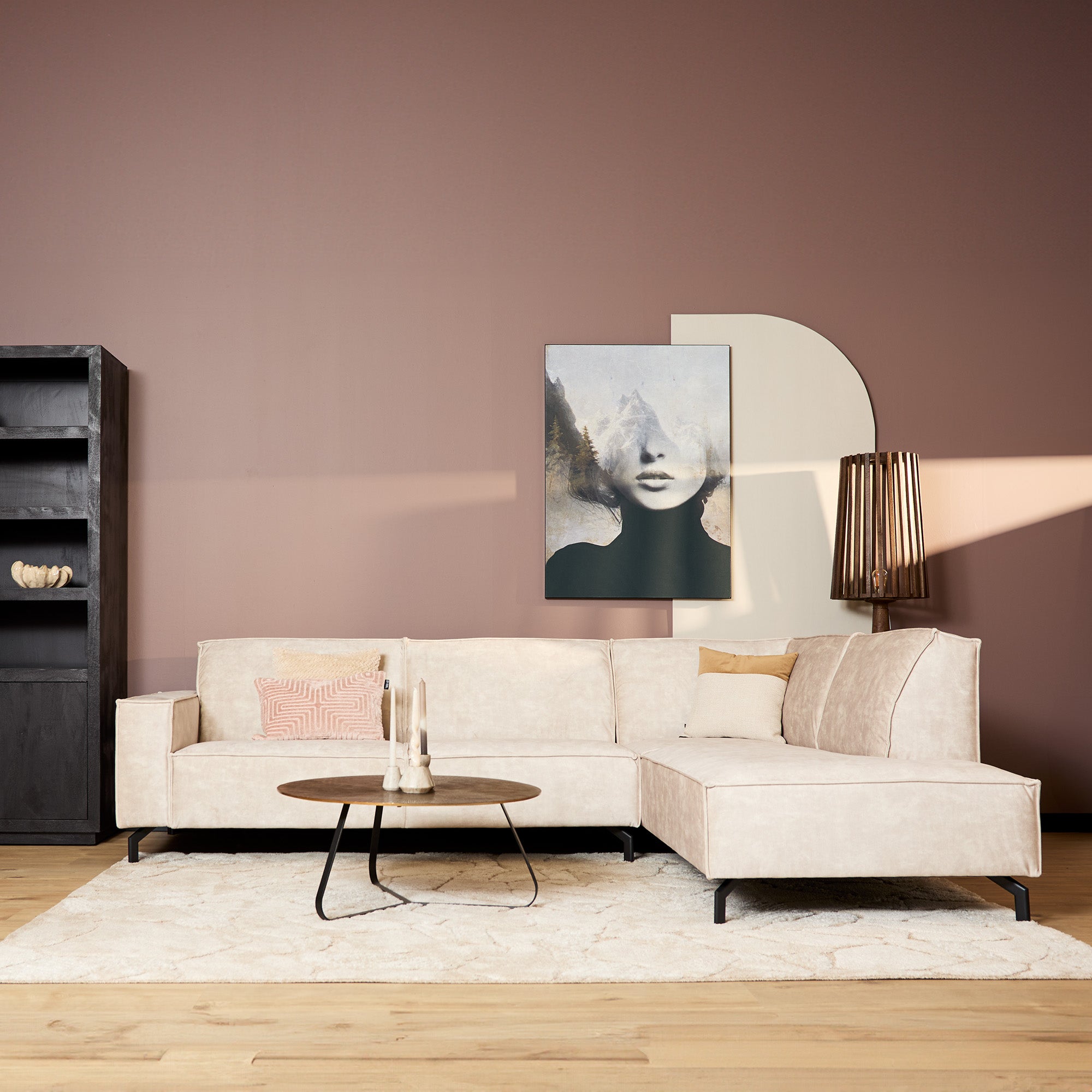 MySofa Floris| 2,5 zits + Divan Rechts | Beige |  Velvet