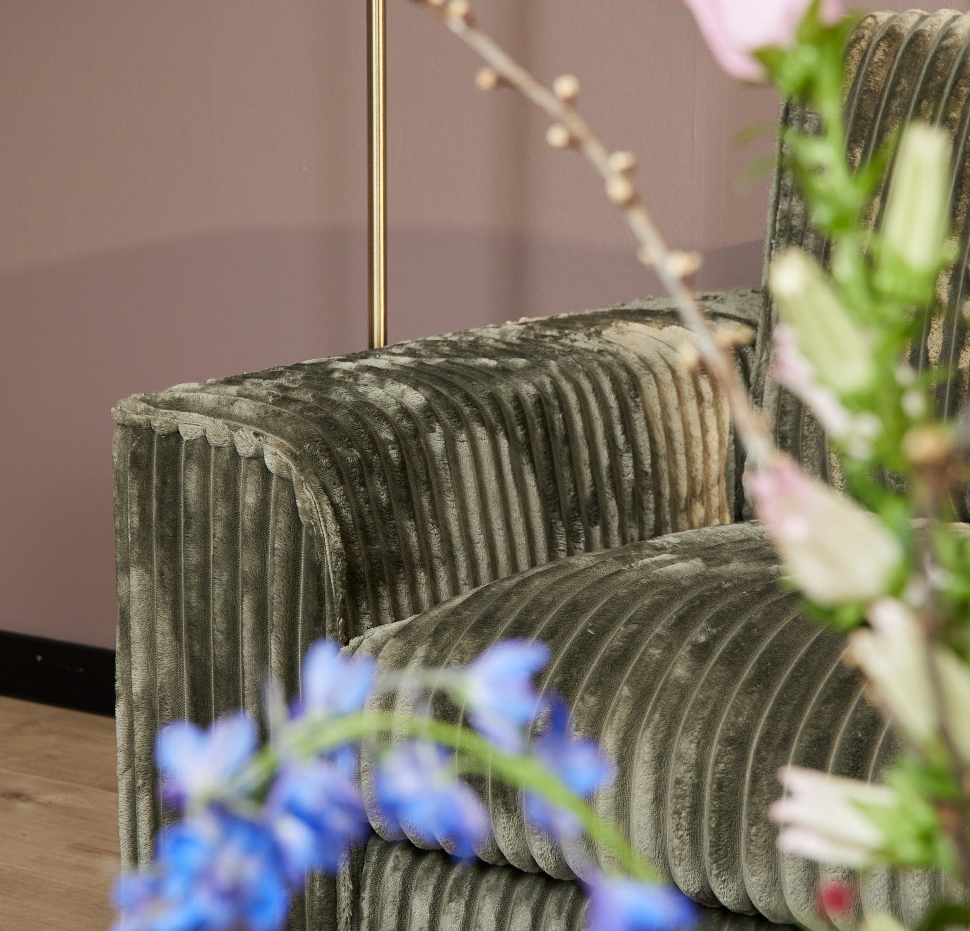 MySofa Teddy hoekbank groen detail stoffering
