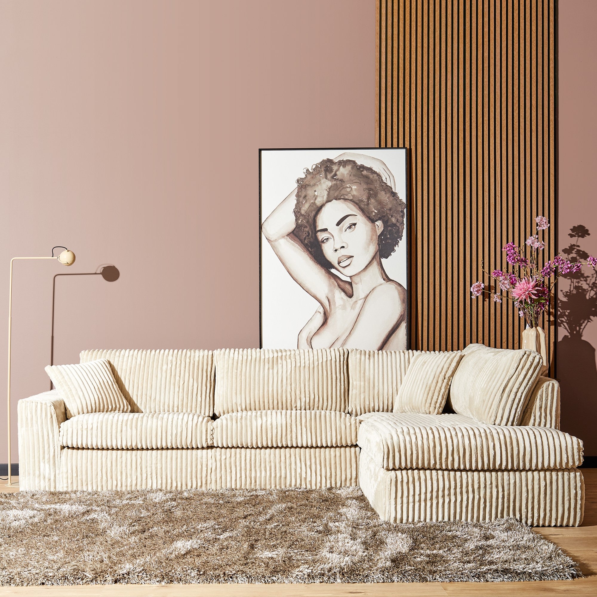 MySofa Teddy Hoekbank Beige 2,5 zits+Divan Rechts