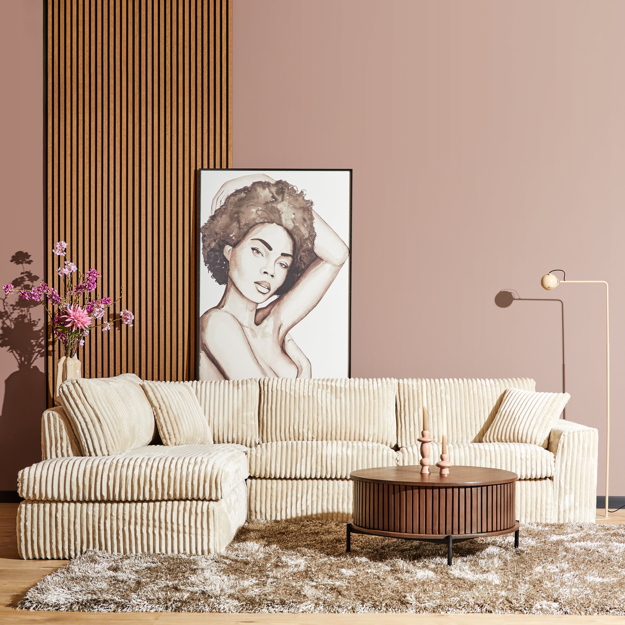MySofa Teddy Hoekbank Beige Divan Links+2,5 zits