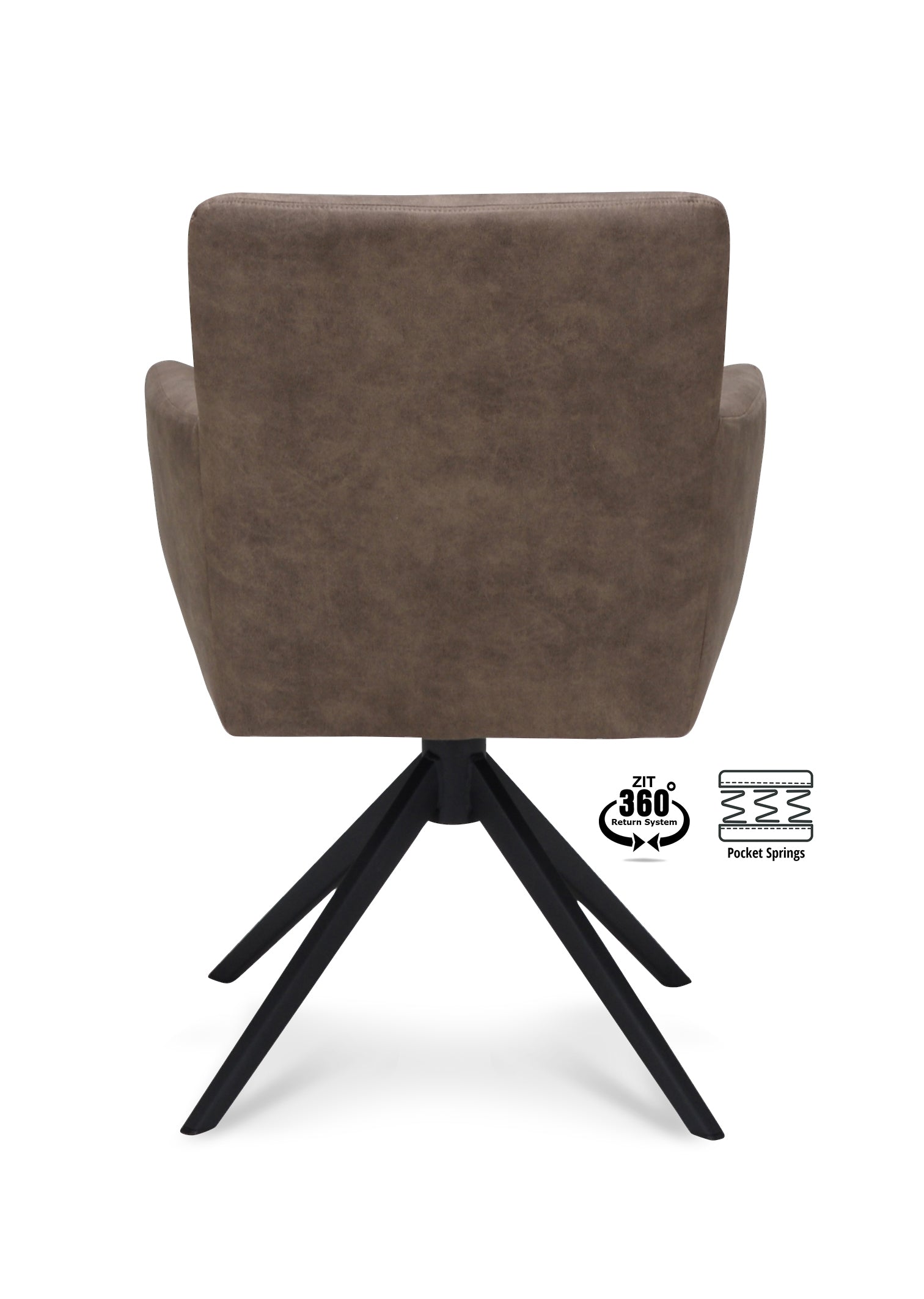 Armstoel Maeve Stof Cowboy 104 Grey Leg Black 360° Return-system