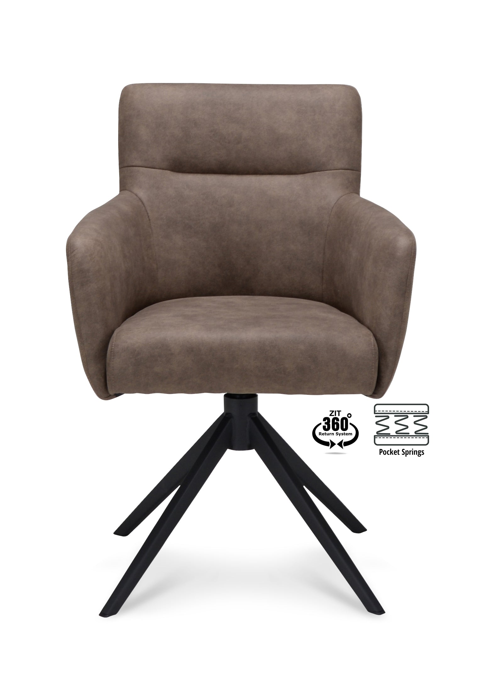 Armstoel Maeve Stof Mito Natural Leg Black 360° Return-system