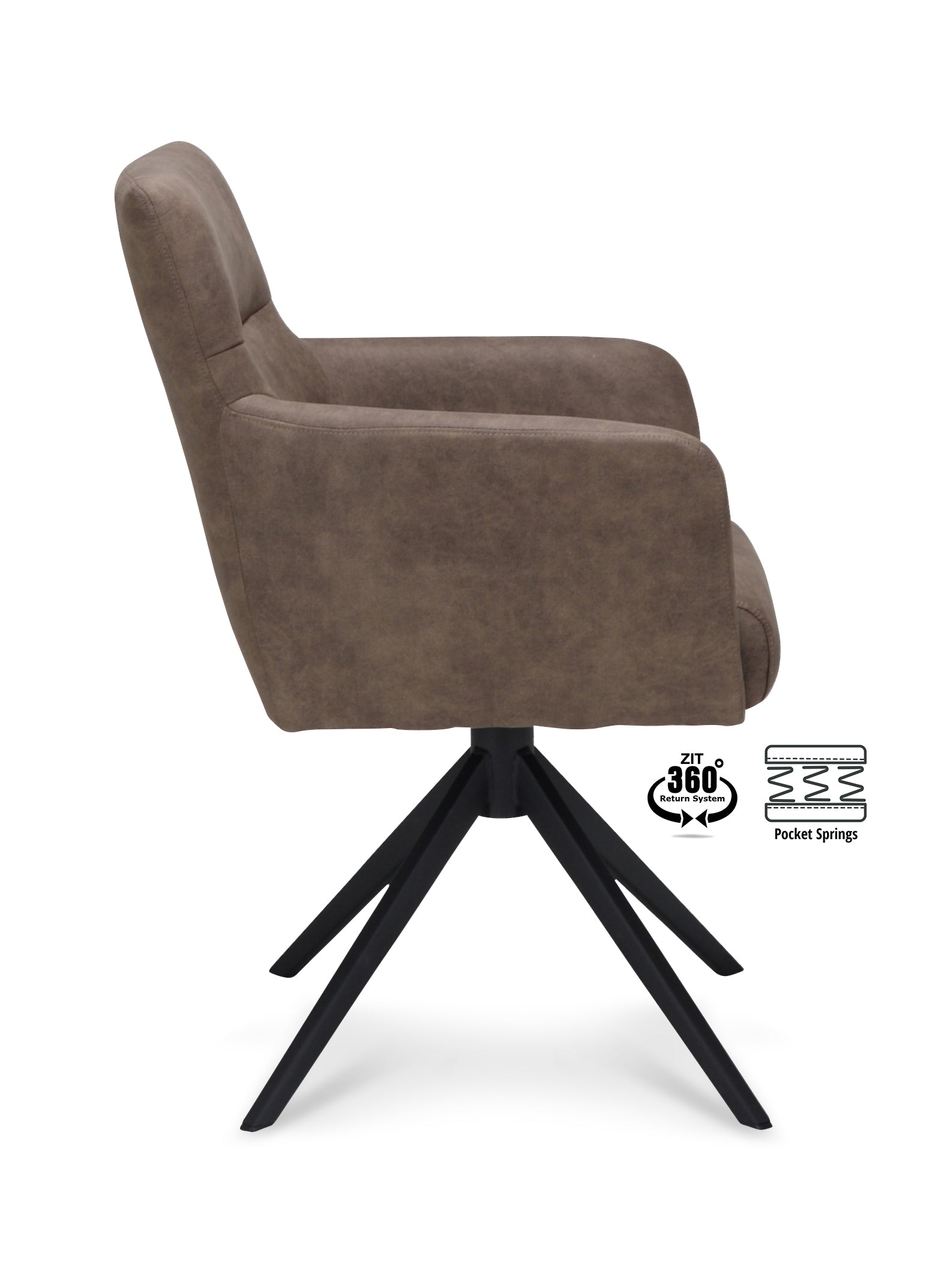 Armstoel Maeve Stof Mito Natural Leg Black 360° Return-system
