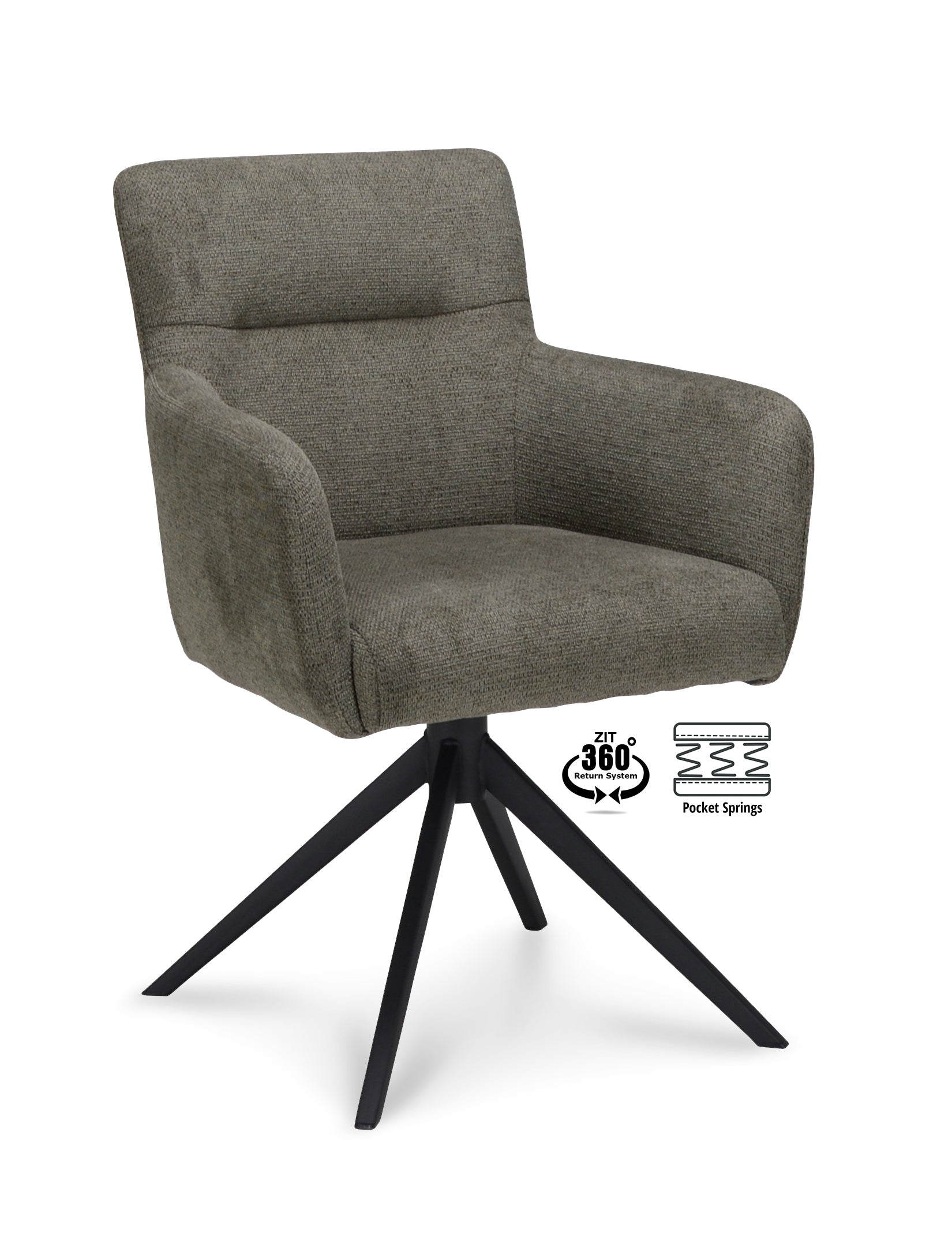 Armstoel Maeve Stof Mito Natural Leg Black 360° Return-system