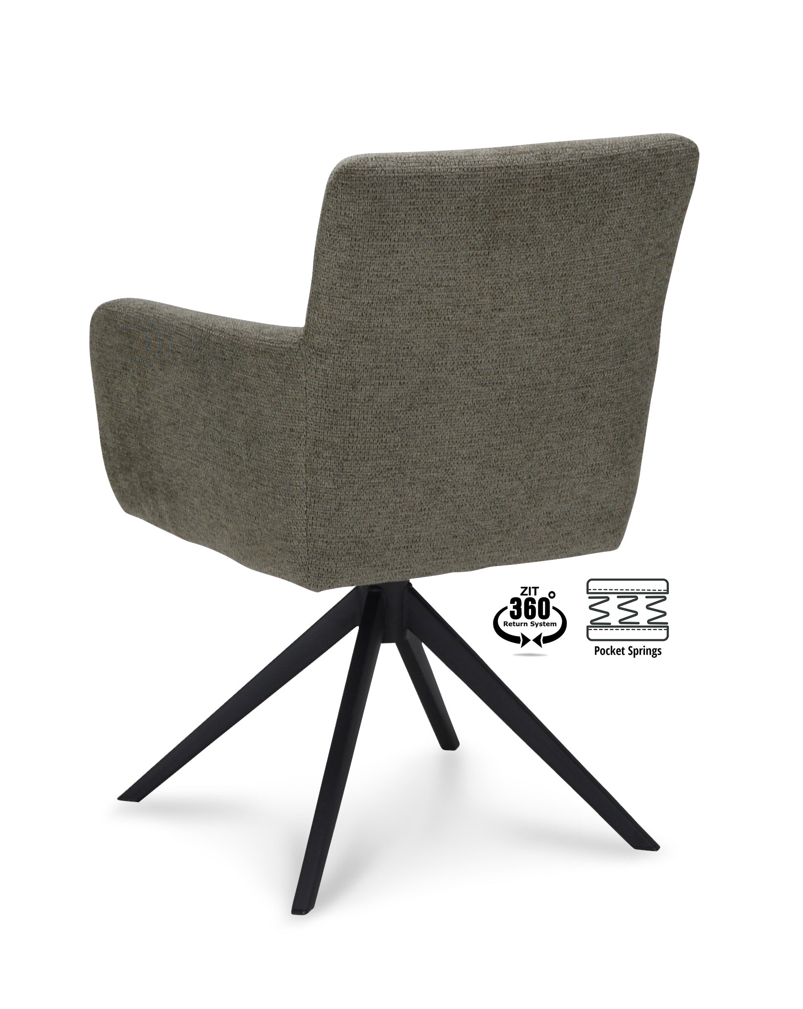 Armstoel Maeve Stof Mito Natural Leg Black 360° Return-system