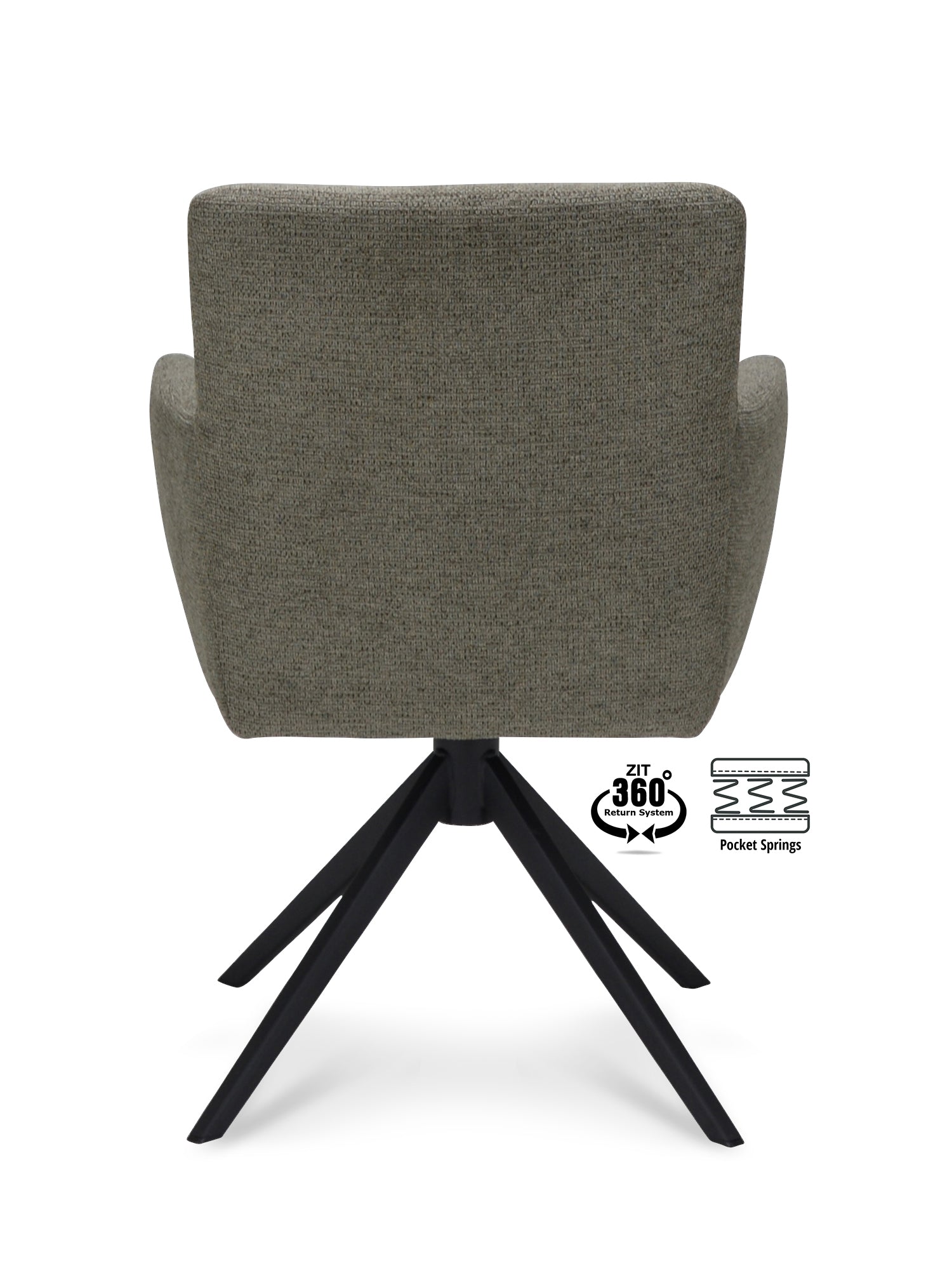 Armstoel Maeve Stof Cowboy 801 Mocca Leg Black 360° Return-system