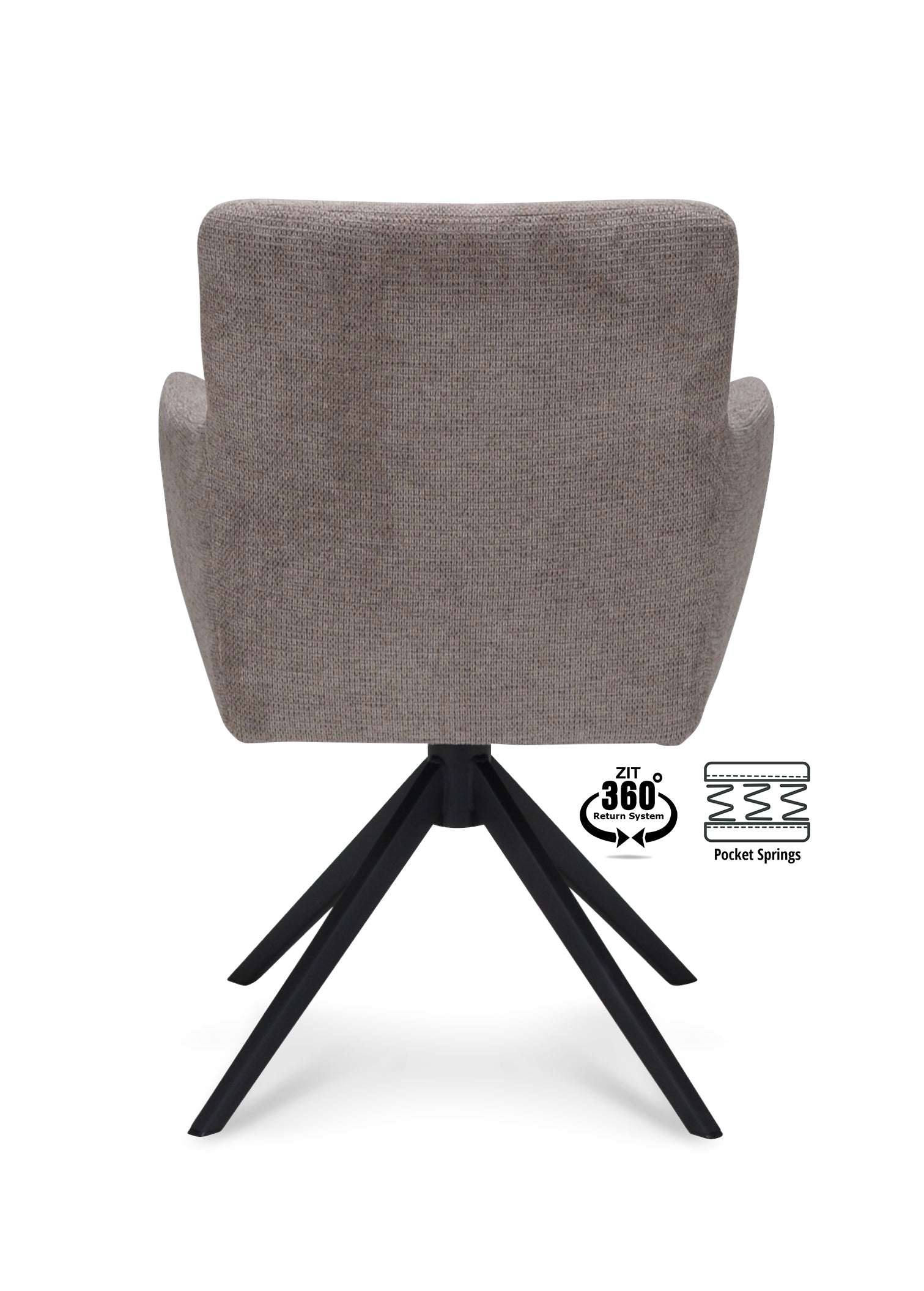 Armstoel Maeve Stof Cowboy 104 Grey Leg Black 360° Return-system