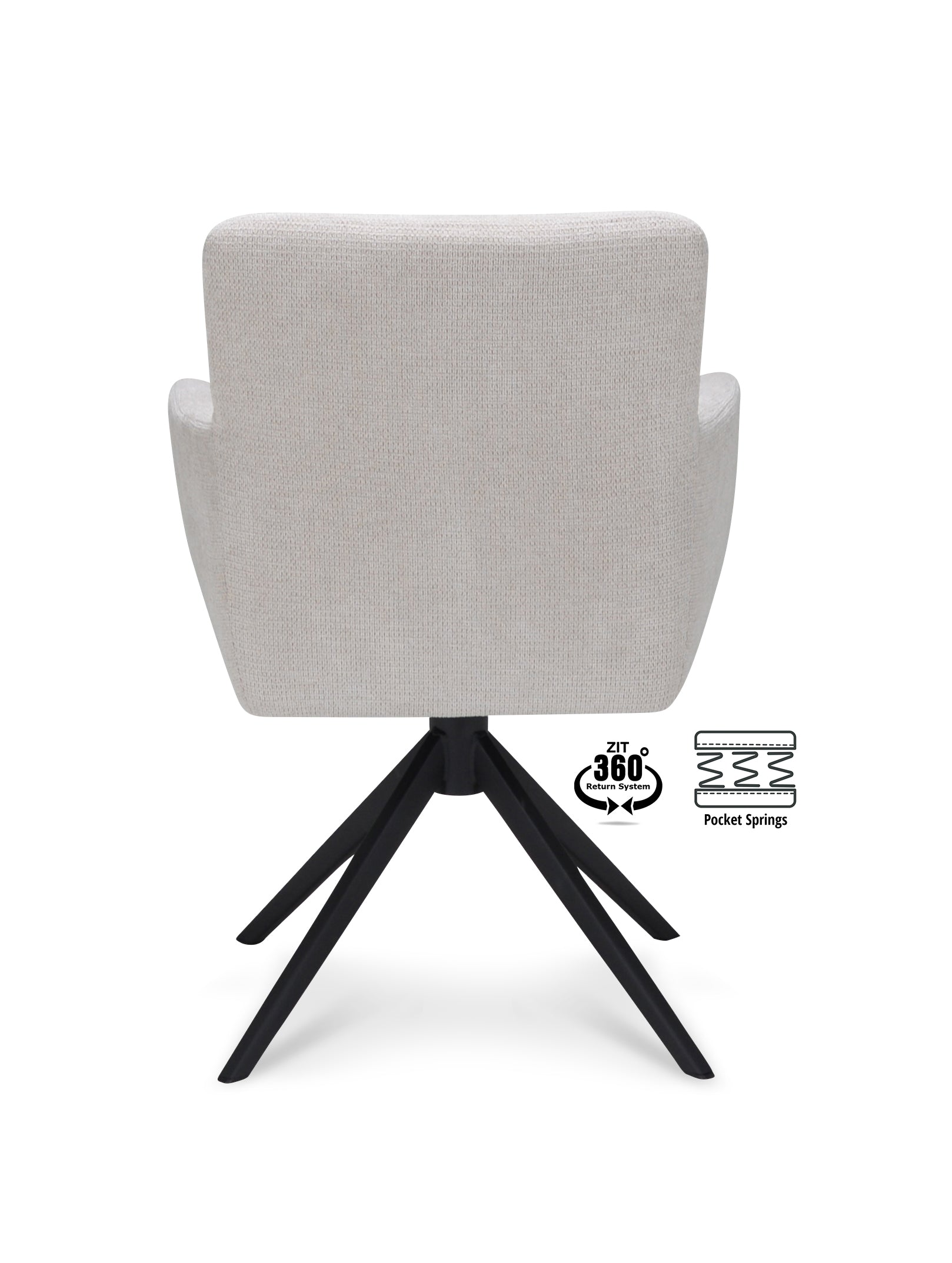Armstoel Maeve Stof Cowboy 104 Grey Leg Black 360° Return-system