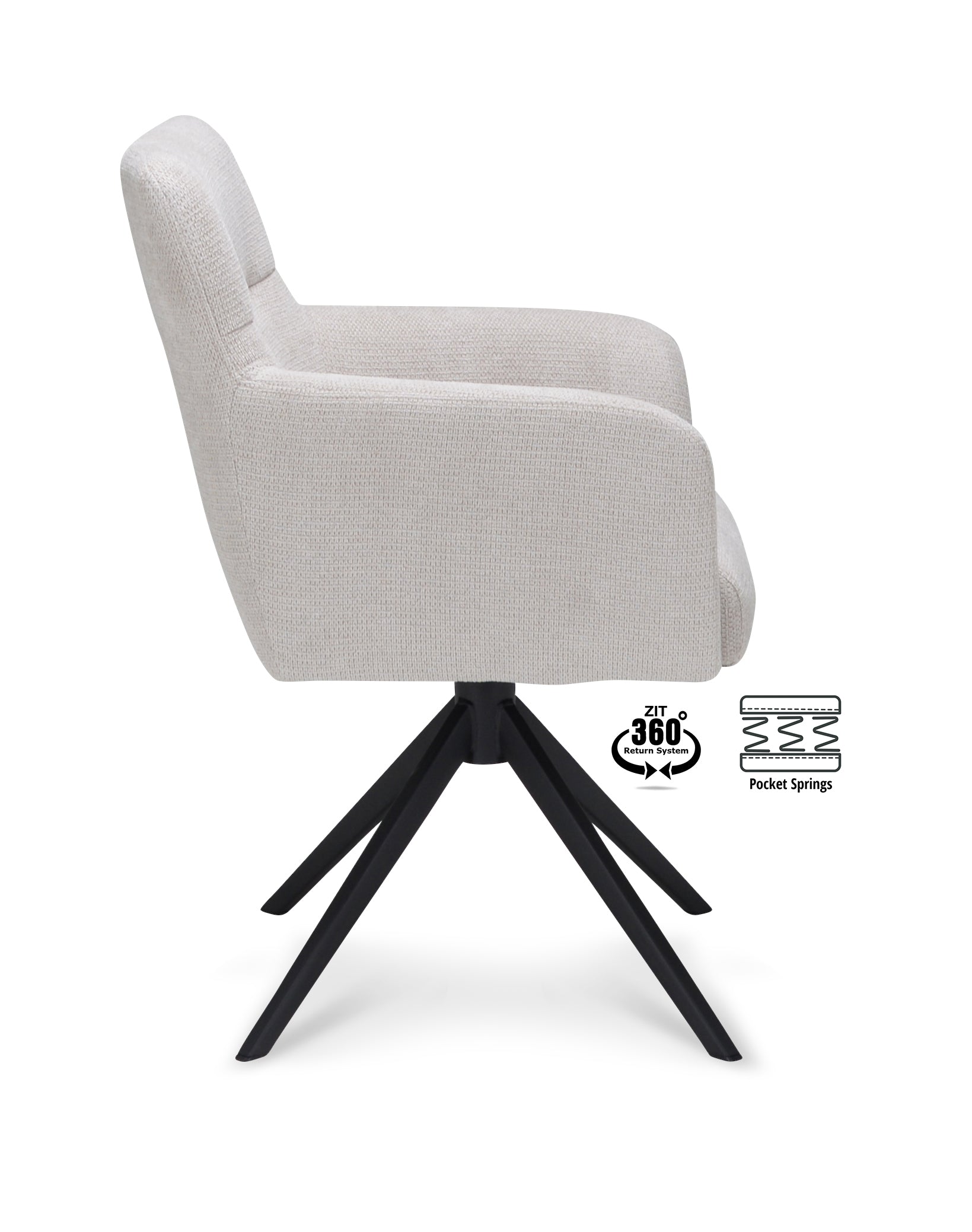 Armstoel Maeve Stof Mito Liver Leg Black 360° Return-system