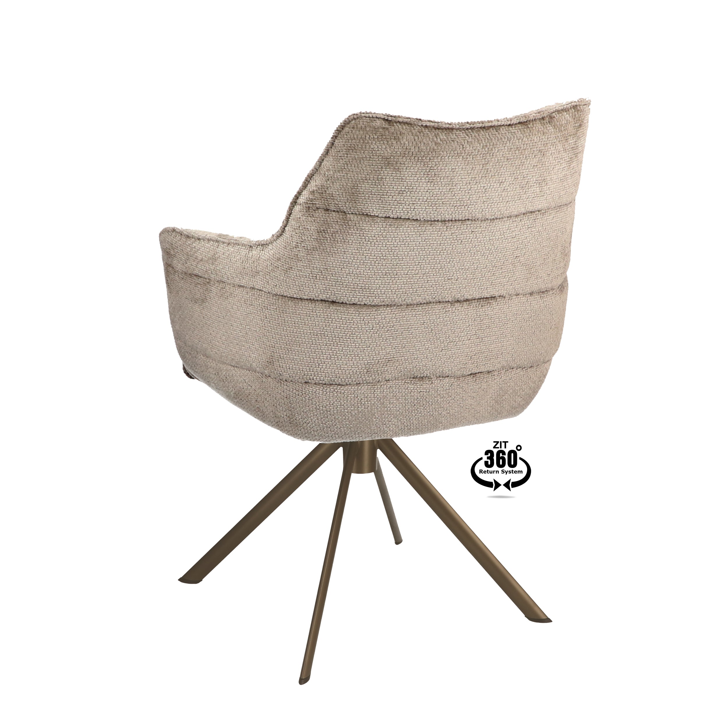 Armstoel Mio (Movie) Stof Movie Taupe Leg Bronze 360° Return-system