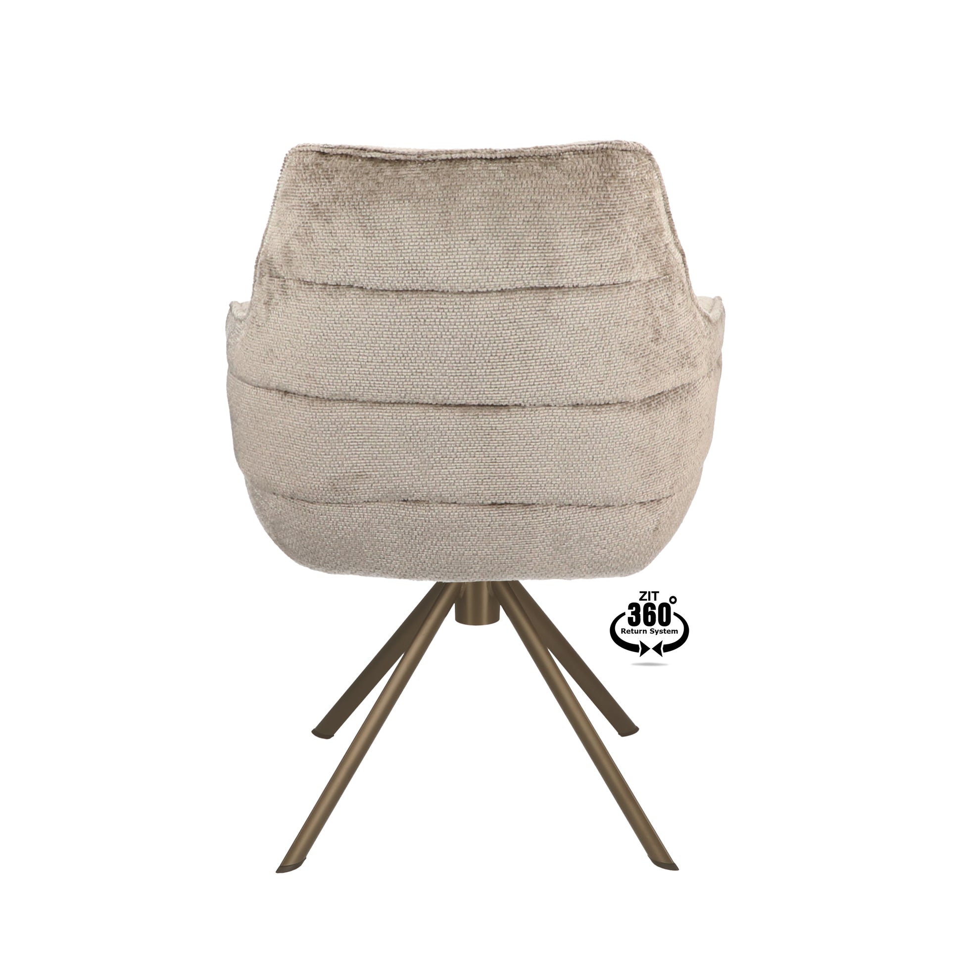 Armstoel Mio (Movie) Stof Movie Taupe Leg Bronze 360° Return-system