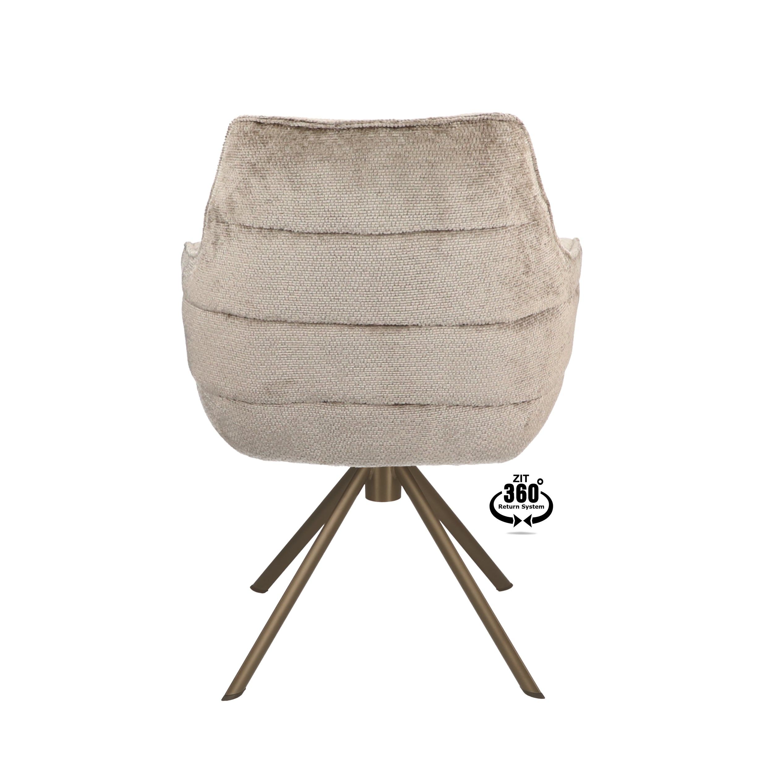 Armstoel Mio (Movie) Stof Movie Taupe Leg Bronze 360° Return-system