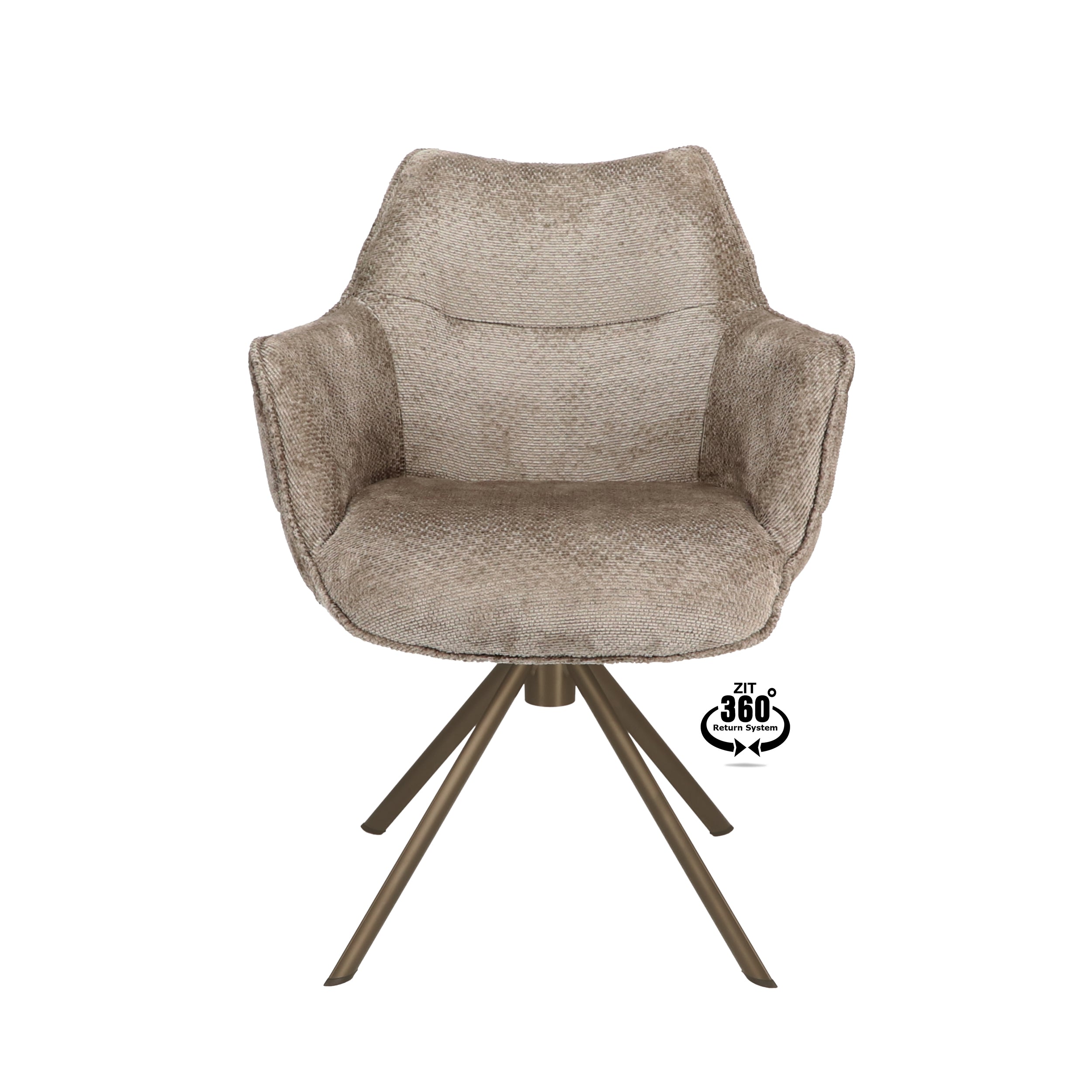 Armstoel Mio (Movie) Stof Movie Taupe Leg Bronze 360° Return-system