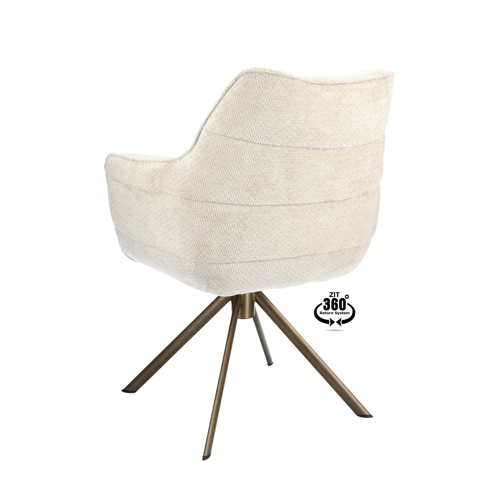 Armstoel Mio (Movie) Stof Movie Taupe Leg Bronze 360° Return-system