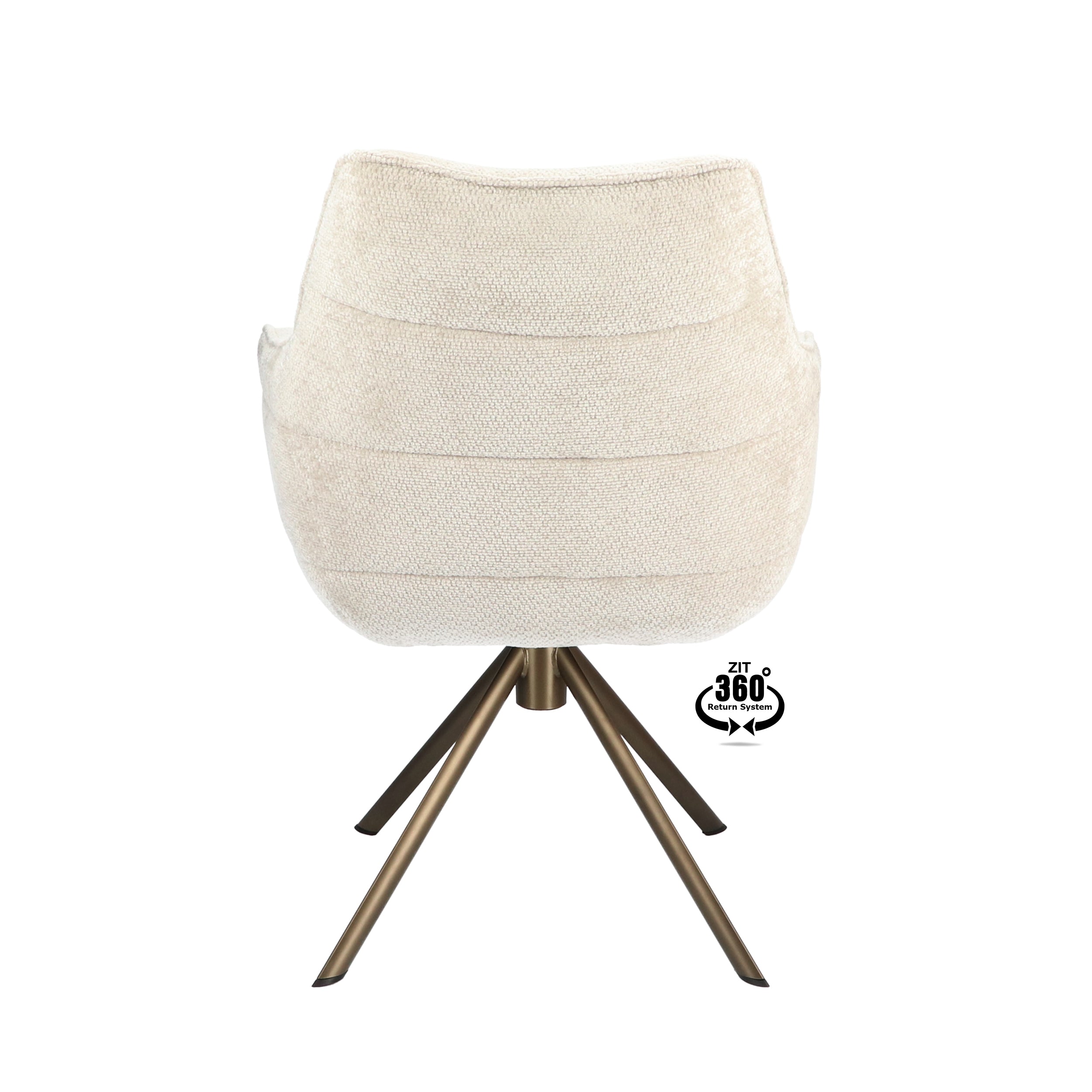 Armstoel Mio (Movie) Stof Movie Taupe Leg Bronze 360° Return-system