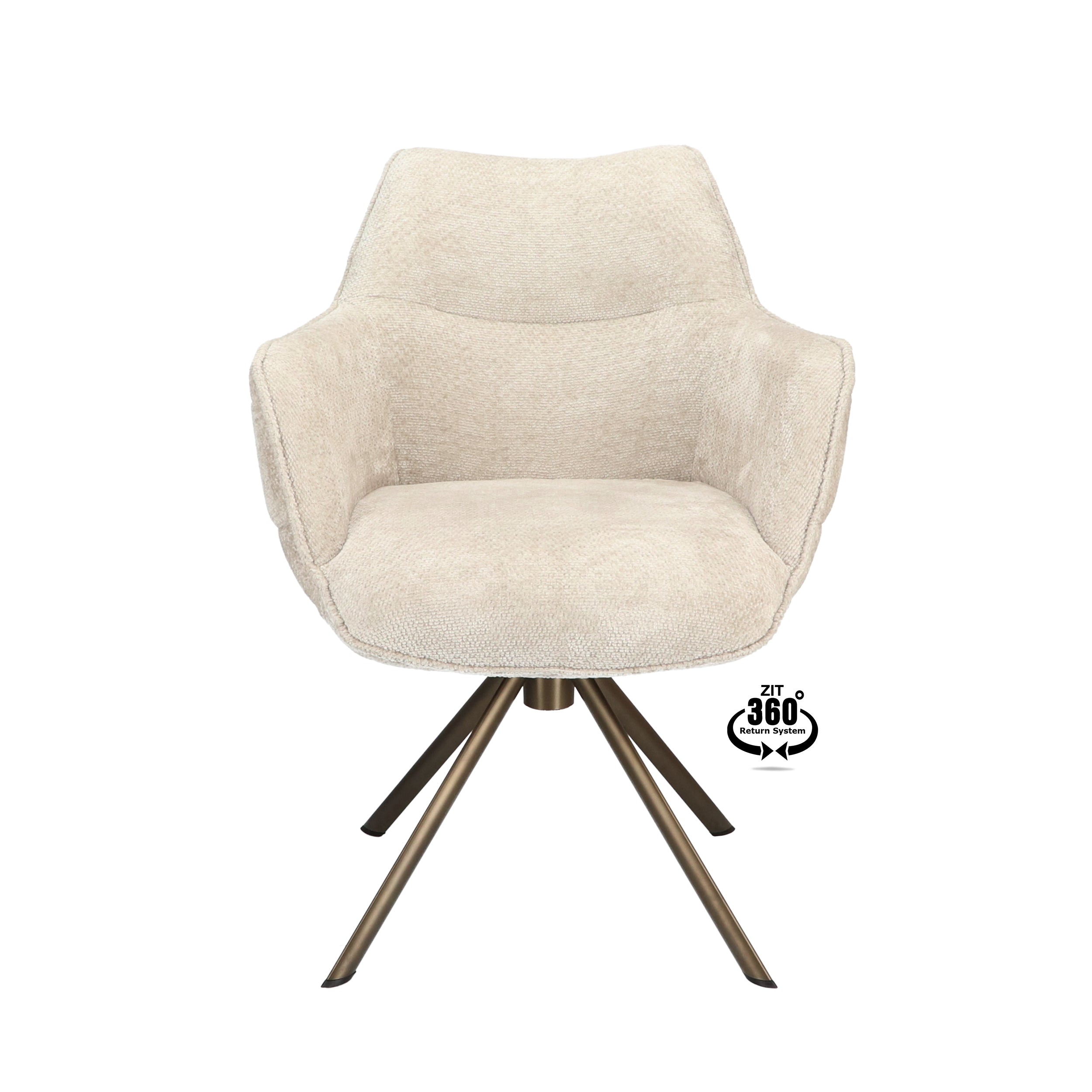 Armstoel Mio (Movie) Stof Movie Taupe Leg Bronze 360° Return-system