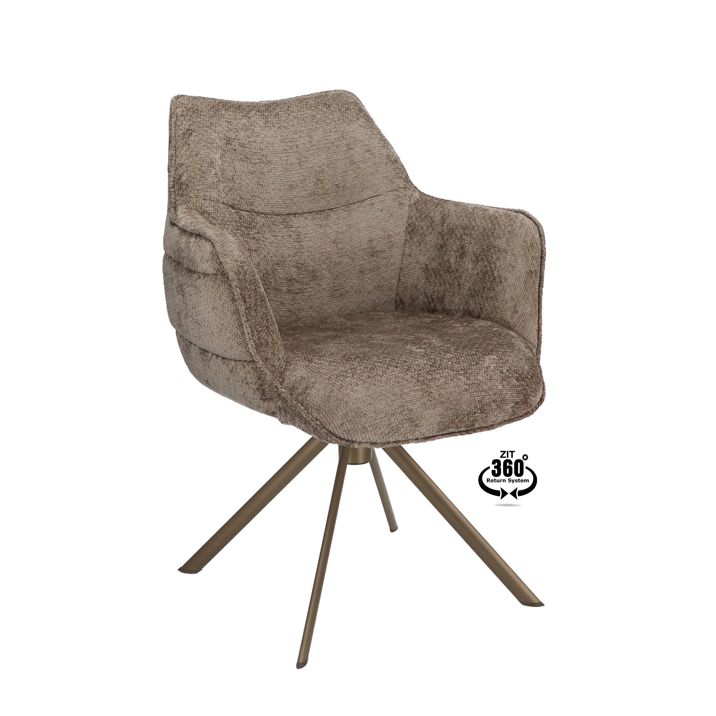 Armstoel Mio (Movie) Stof Movie Taupe Leg Bronze 360° Return-system