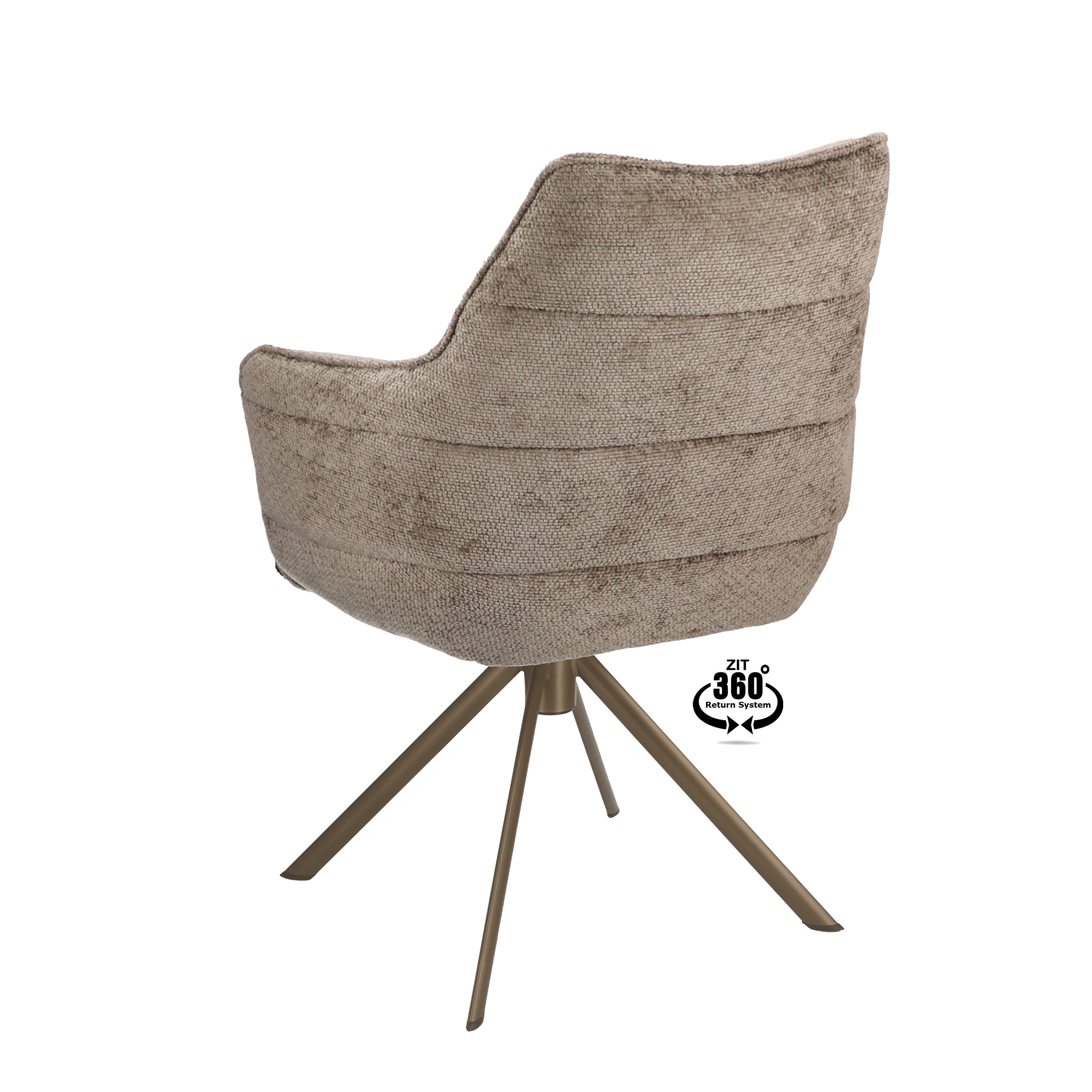 Armstoel Mio (Movie) Stof Movie Taupe Leg Bronze 360° Return-system