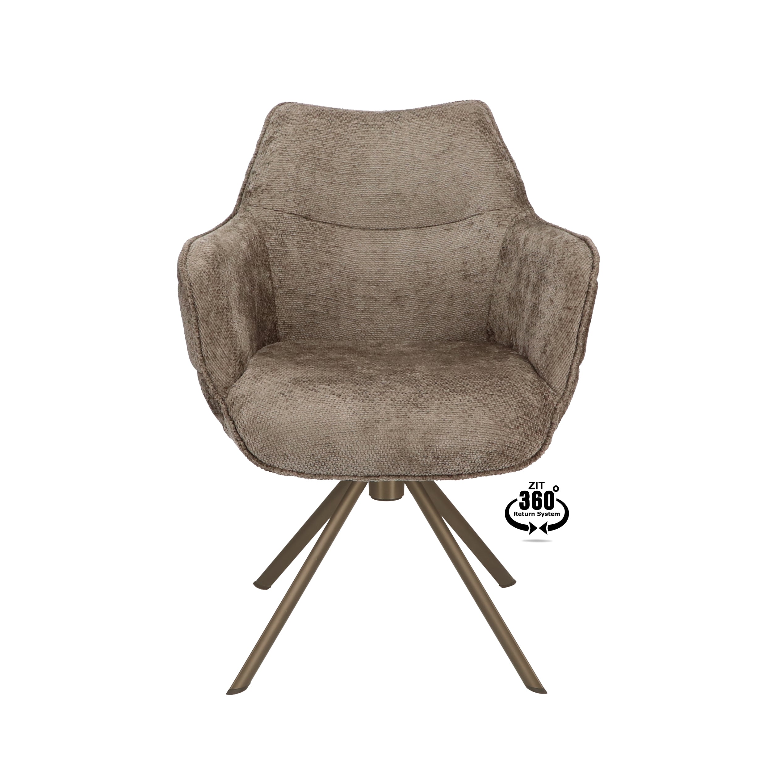 Armstoel Mio (Movie) Stof Movie Taupe Leg Bronze 360° Return-system