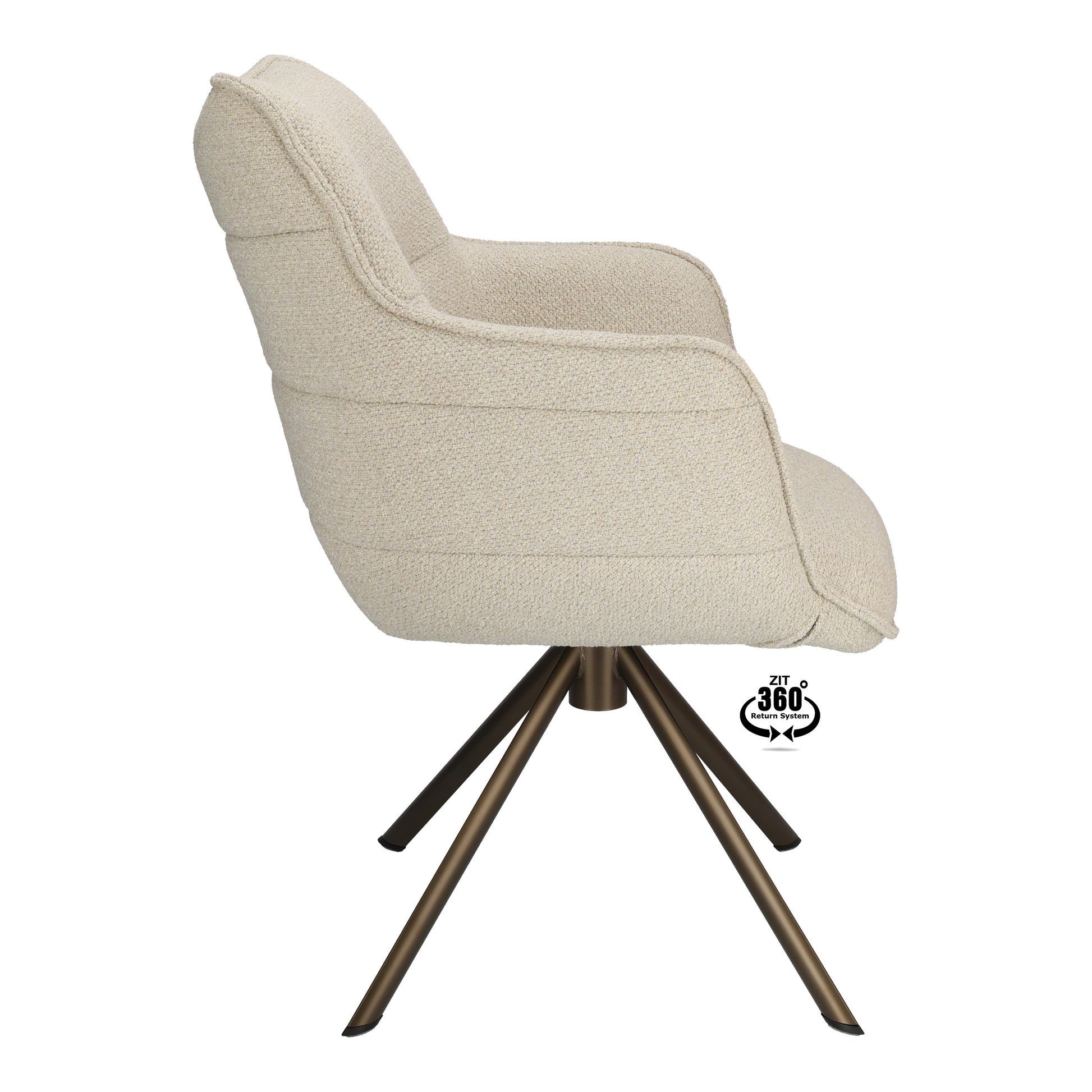 Armstoel Mio (Rhythm) Stof Rhythm Ecru Leg Bronze 360° Return-system