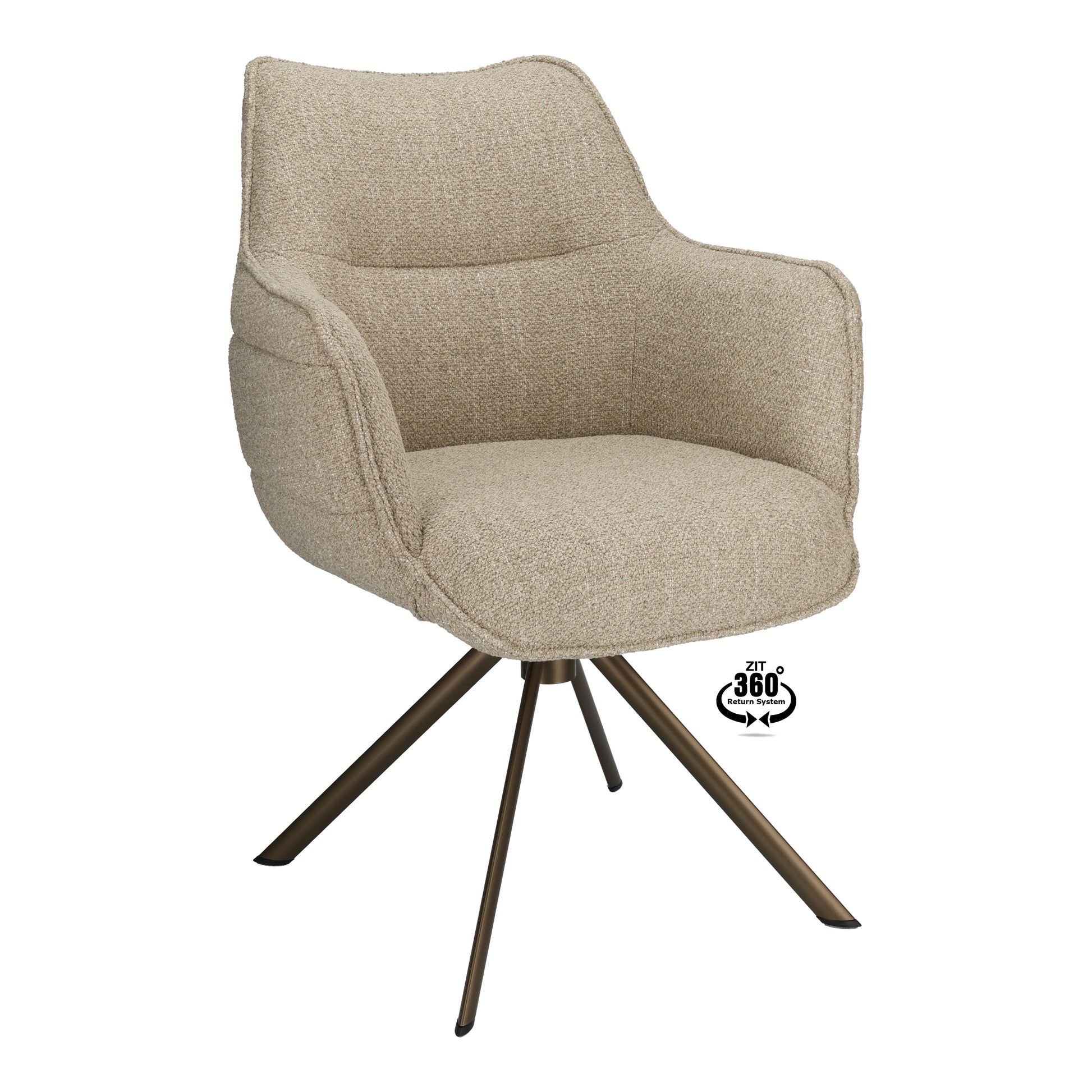 Armstoel Mio (Rhythm) Stof Rhythm Natural Leg Bronze 360° Return-system