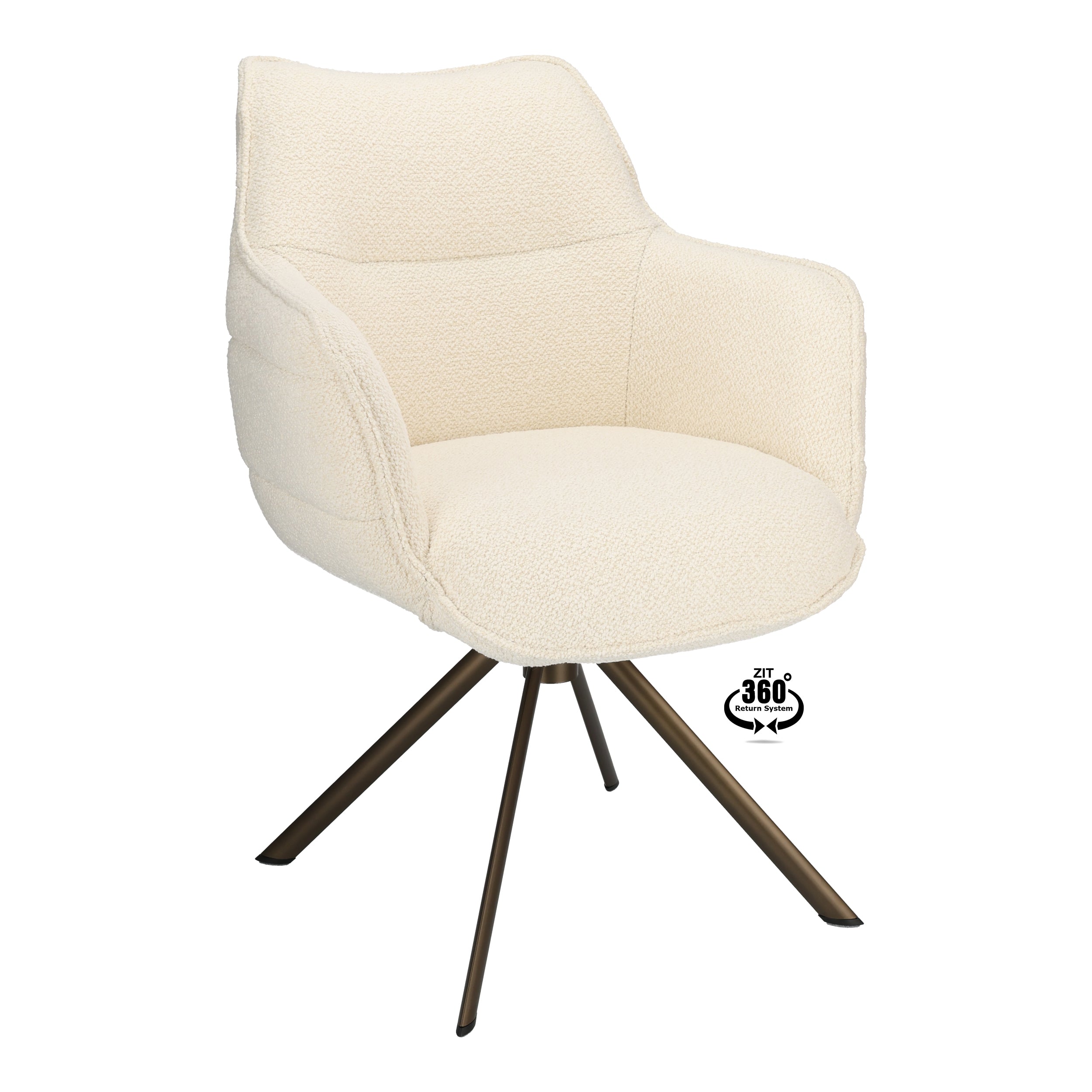Armstoel Mio (Rhythm) Stof Rhythm Natural Leg Bronze 360° Return-system