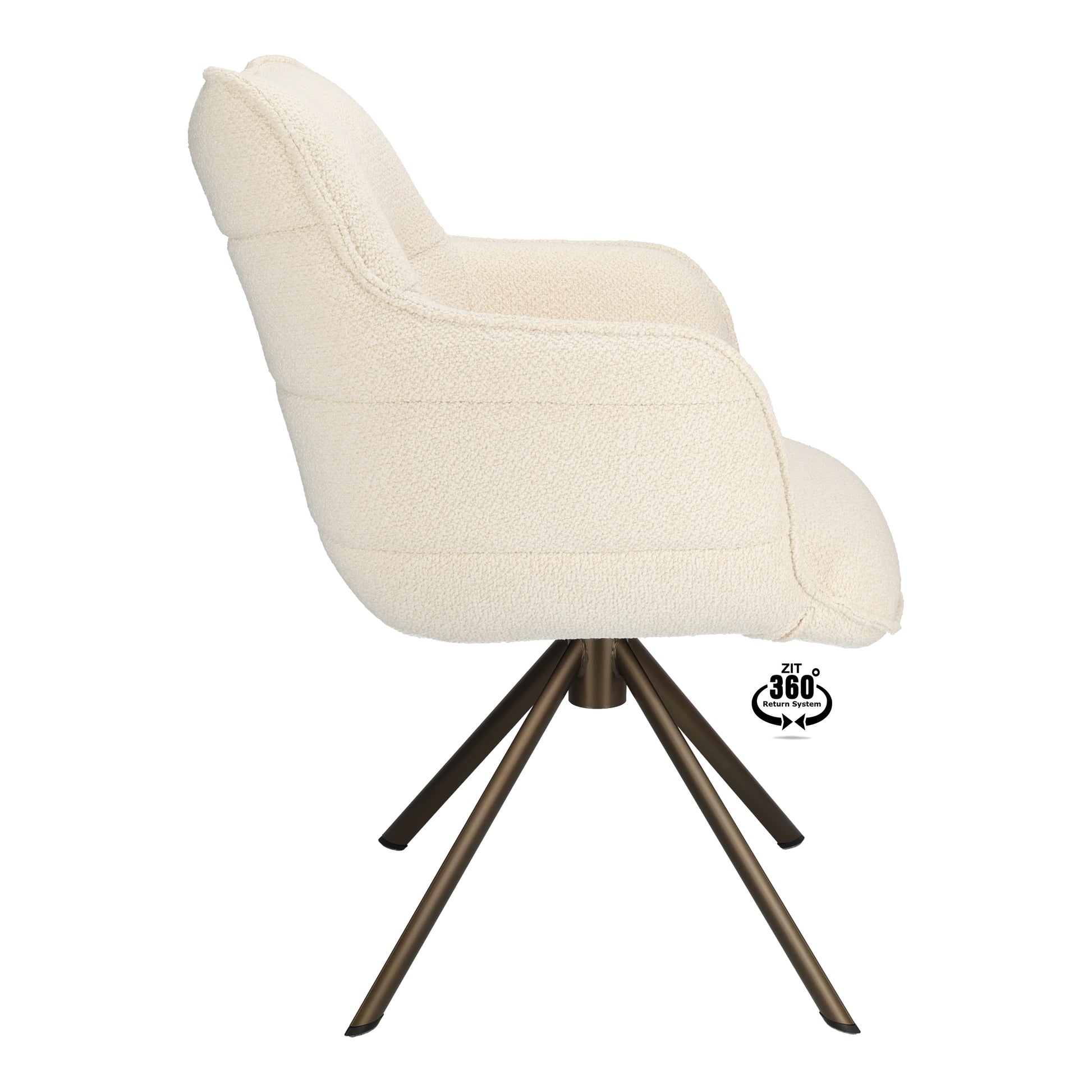 Armstoel Mio (Rhythm) Stof Rhythm Natural Leg Bronze 360° Return-system