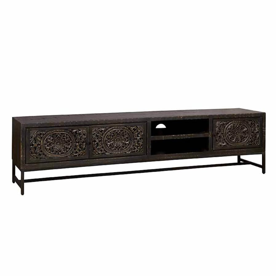 TV-Meubel – Casina – Zwart – 200 x 50 cm – Tower Living