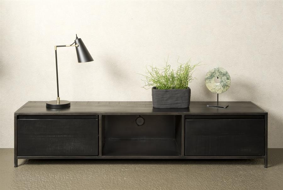TV-Meubel – Paterno – Zwart – 180 x 38 cm – Tower Living