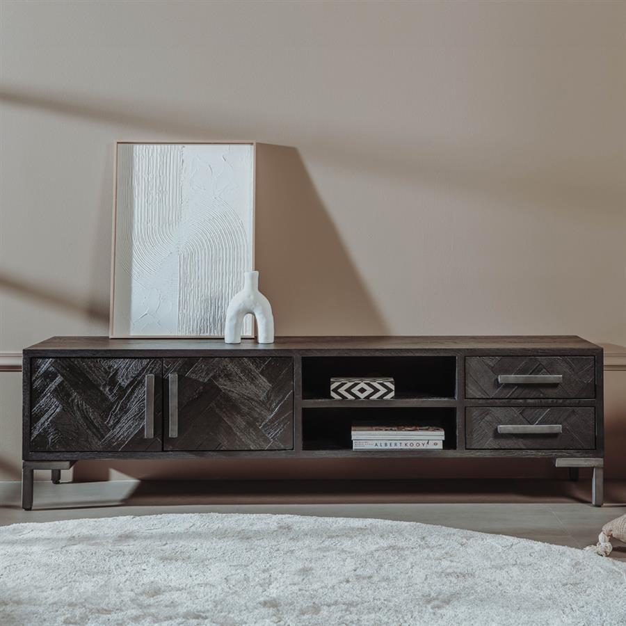 TV-Meubel – Ziano – Zwart – 185 x 50 cm – Tower Living