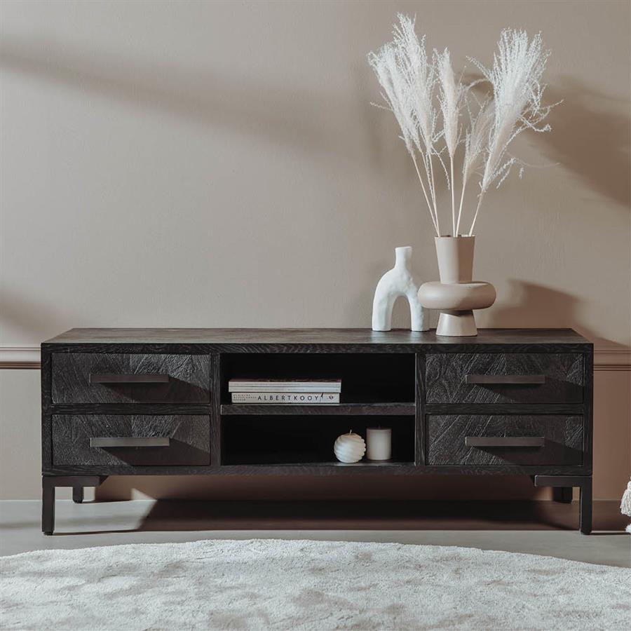 TV-Meubel – Ziano – Zwart – 145 x 50 cm – Tower Living