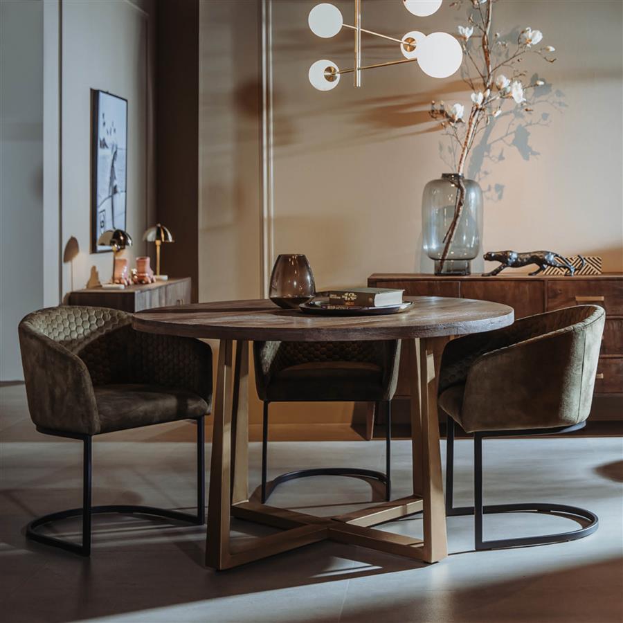 Eetkamertafel – Belvedere – Bruin – 130 x 130 x 77 cm – Tower Living