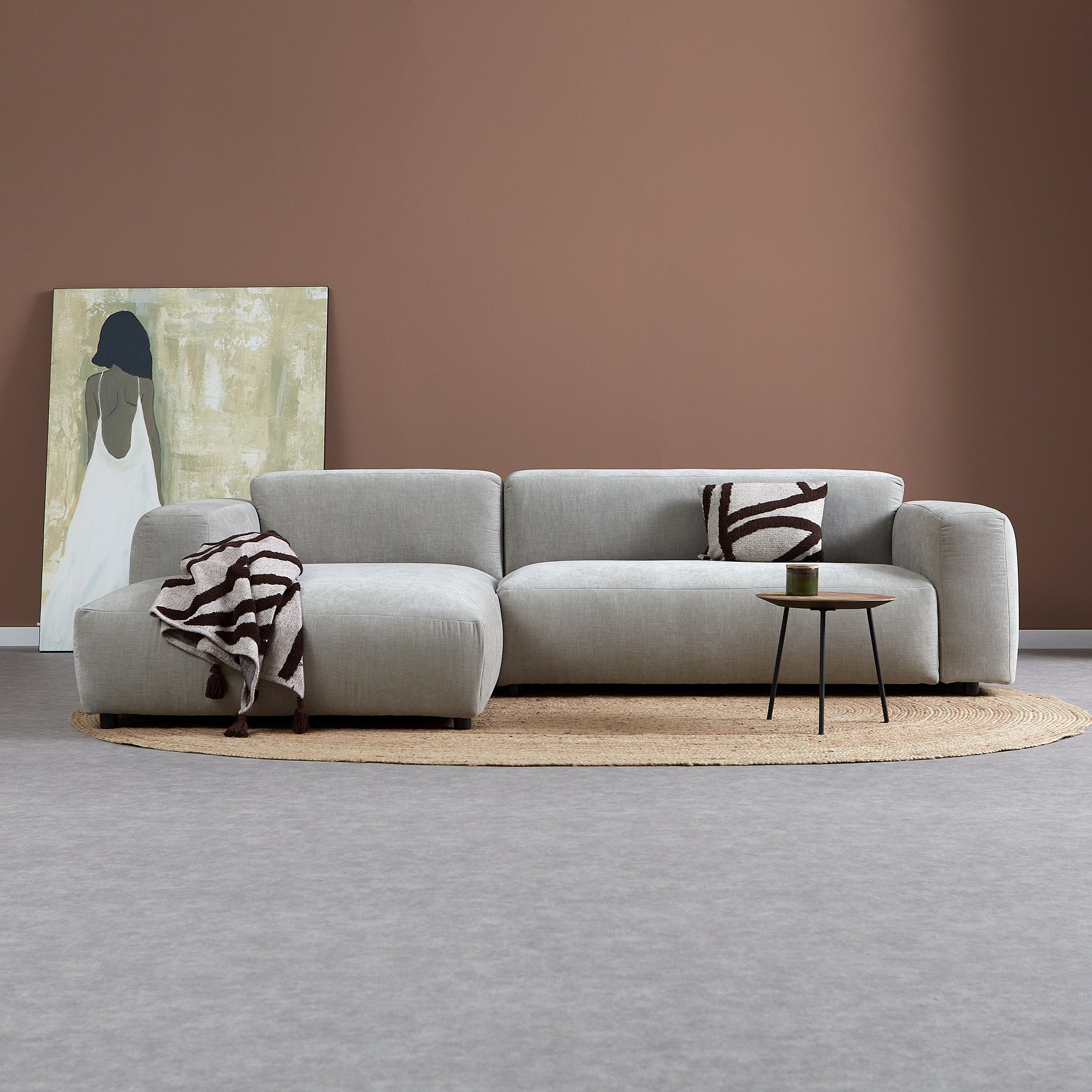 OCEAN Hoekbank met chaise longue links - Boston Cement