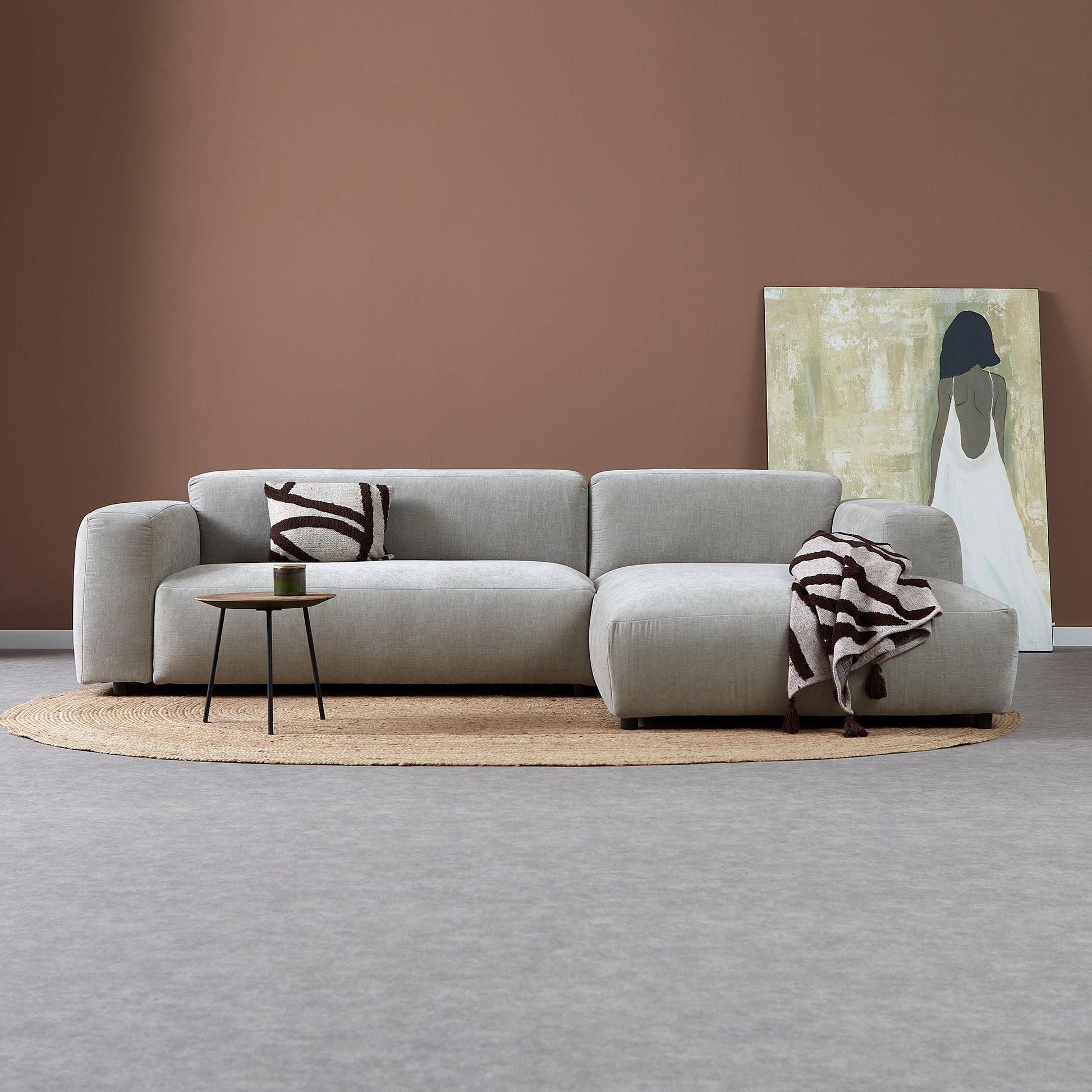OCEAN Hoekbank met chaise longue rechts - Boston Cement